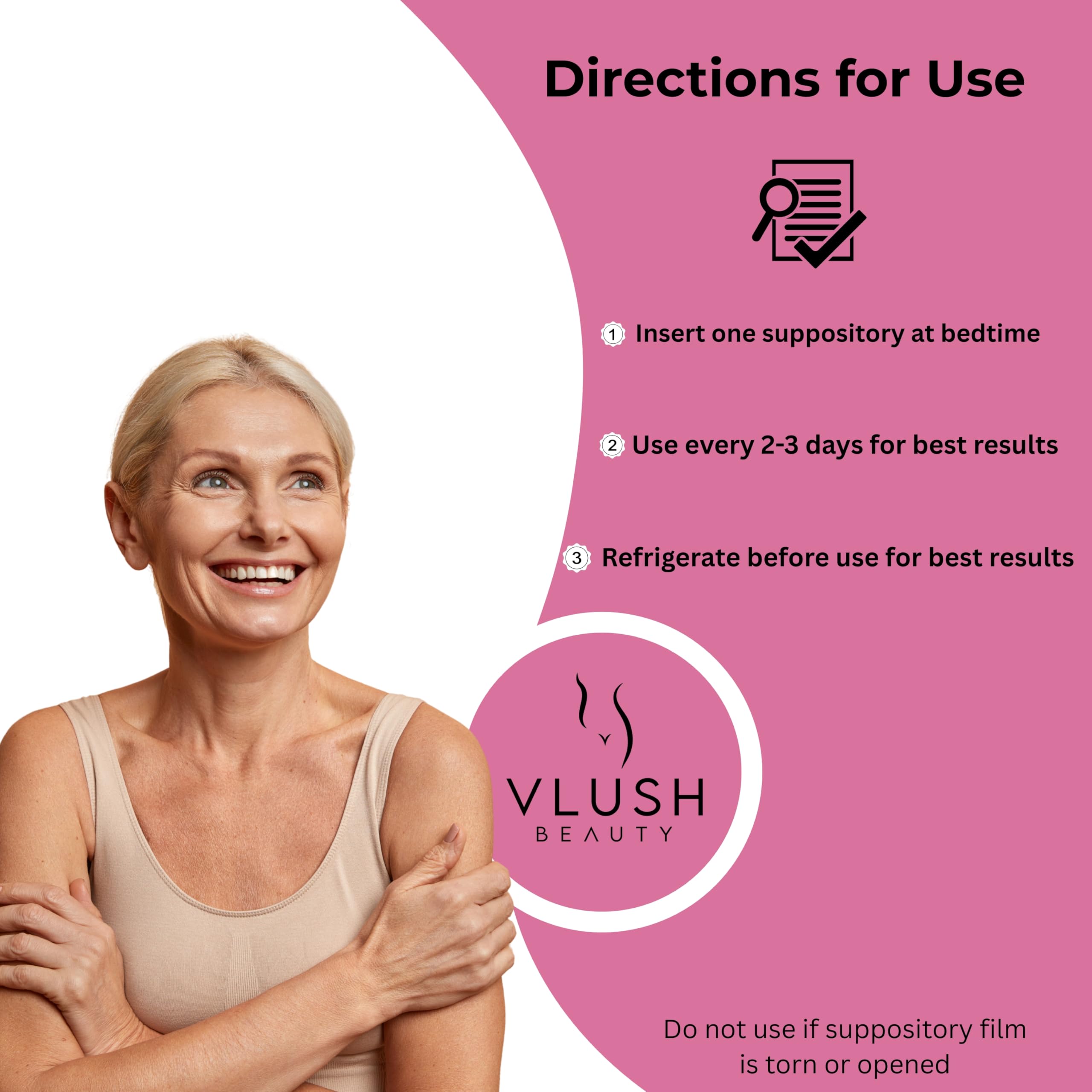 VLUSH Vaginal Moisturizer Suppositories - Deep Hydration with Hyaluronic Acid for Vaginal Dryness, Menopause Support & Daily Comfort, Made in FDA Registered Facility - Hormone-Free (10 Count) VLUSHBuy Supplements Australia
