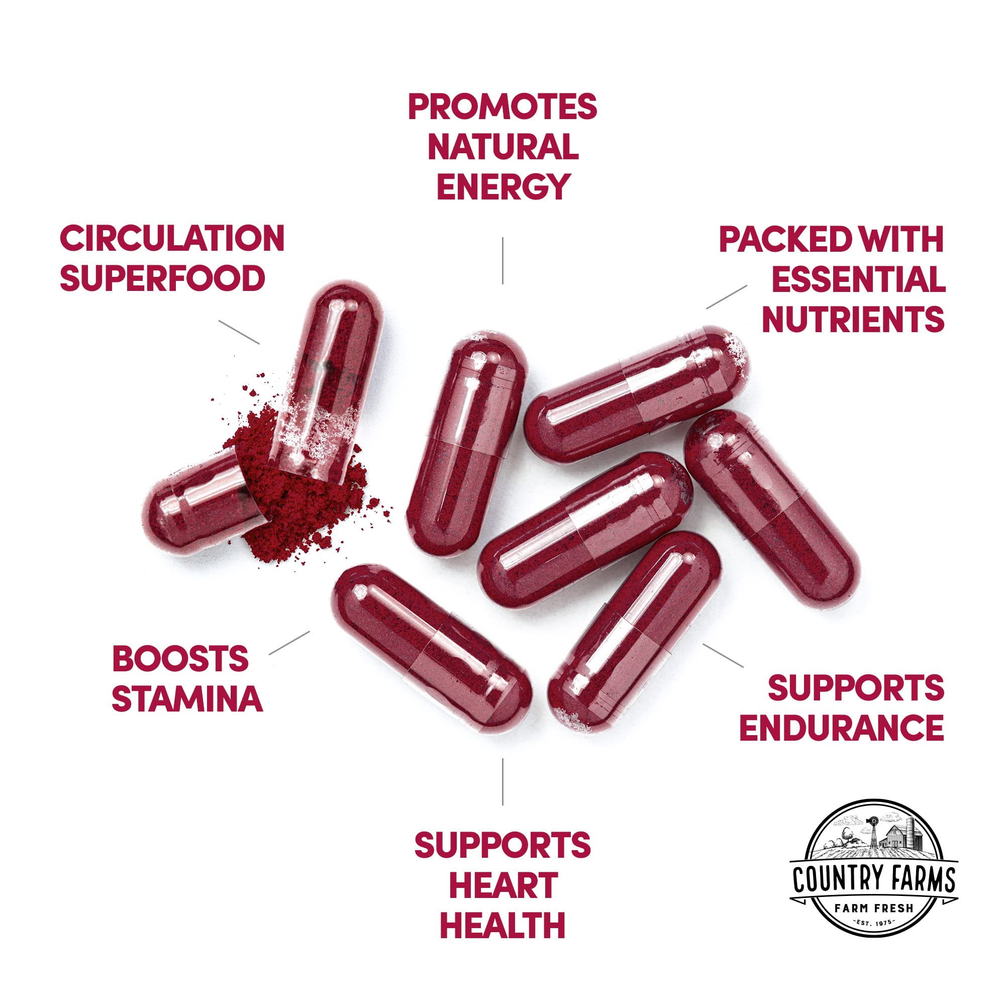 COUNTRY FARMS Bountiful Beets Root Capsules, Wholefood Beet Extract Superfood COUNTRY FARMSBuy Supplements Australia