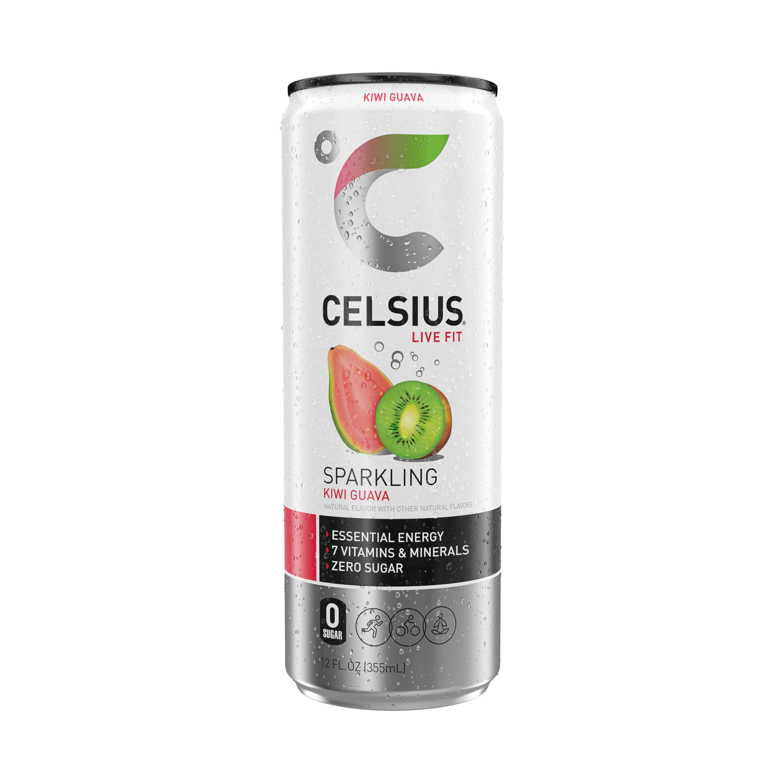 CELSIUS Sparkling Kiwi Guava, Functional Essential Energy Drink 12 Fl Oz (Pack of 12) CELSIUSBuy Supplements Australia