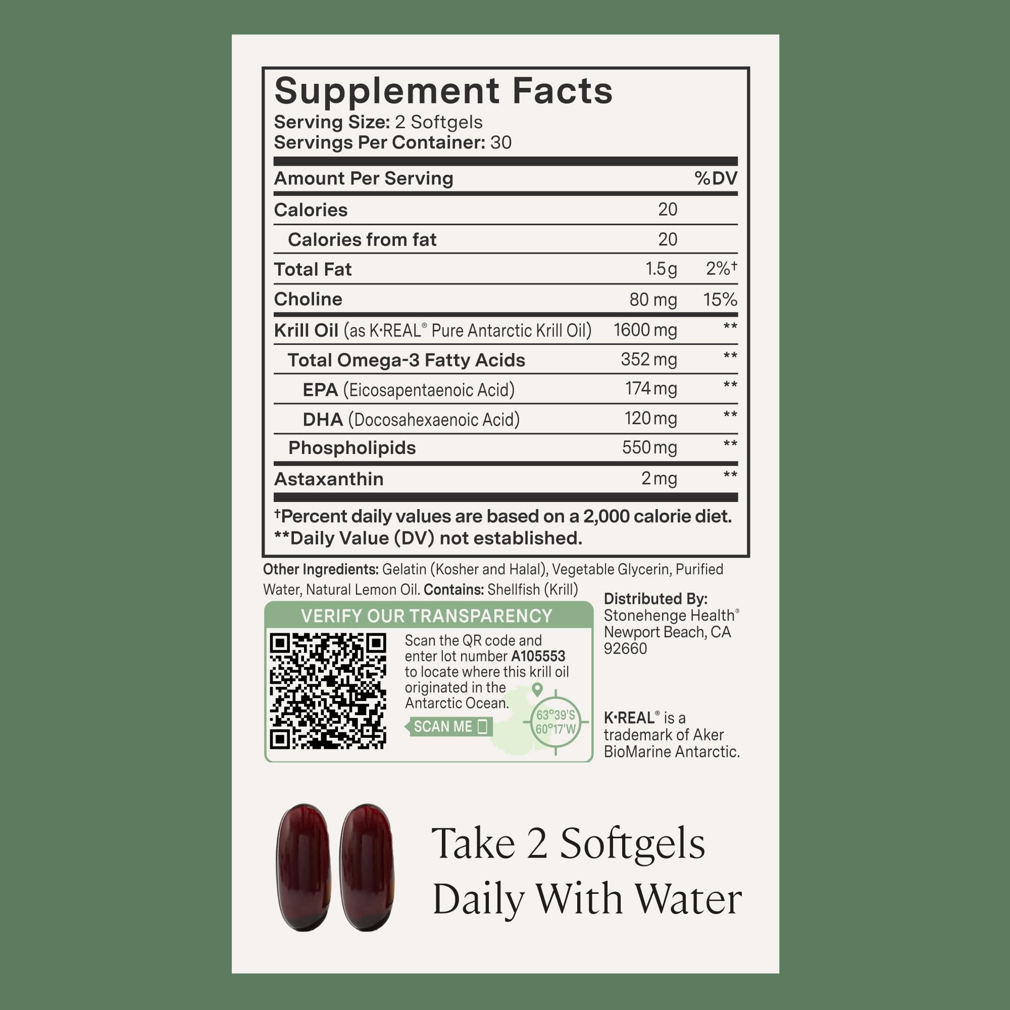 Stonehenge Health Dynamic Krill Oil 1600mg – Triple Strength Antarctic Omega-3 Supplement with EPA, DHA, Phospholipids & 2mg Astaxanthin – Supports Heart, Brain, Skin, Joint & Eye Health – 60 Softgels Stonehenge Health buy supplements Au