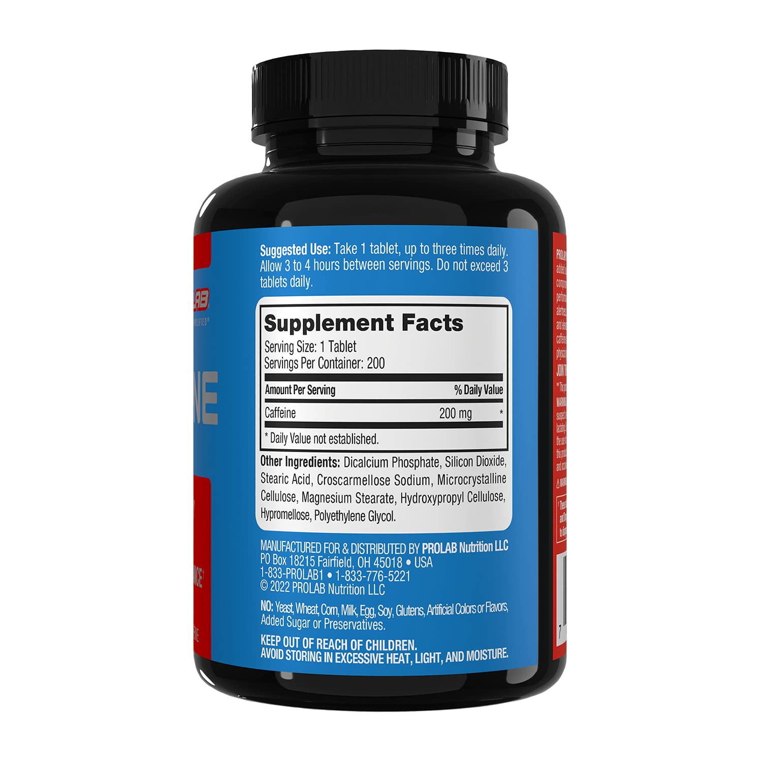 ProLab Caffeine Tablets 200mg - 200ct | Energy Support, Helps Enhance Endurance & Mental Focus, Reduce Fatigue, Pre-Workout, Extra Strength ProLabBuy Supplements Australia