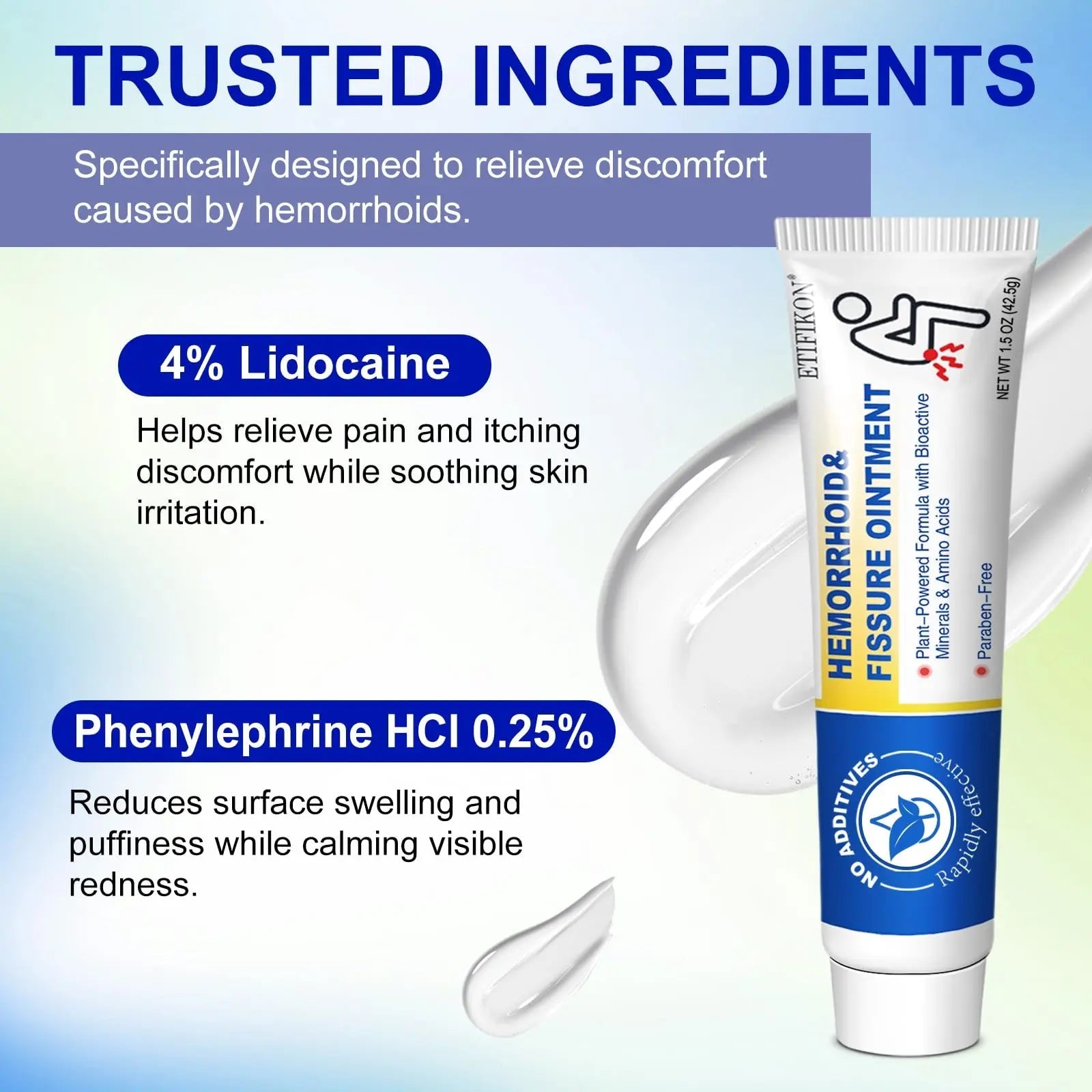 ETIFIKON Hemorrhoid & Fissure Ointment with 4% Lidocaine & Phenylephrine HCI – 42.5g Comforting Care Cream for Internal & External Areas – Helps Soothe Irritation & Support Daily Comfort (1 Pack) ETIFIKONBuy Supplements Australia