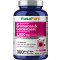 NusaPure Echinacea Goldenseal 200mg, (Extract 10:1, Equivalent to 2,000mg), 200mg, (Extract 4:1, Equivalent to 800mg) - 2800mg 300 Veggie Caps (Vegetarian, Non-GMO, Vegan) NusaPureBuy Supplements Australia