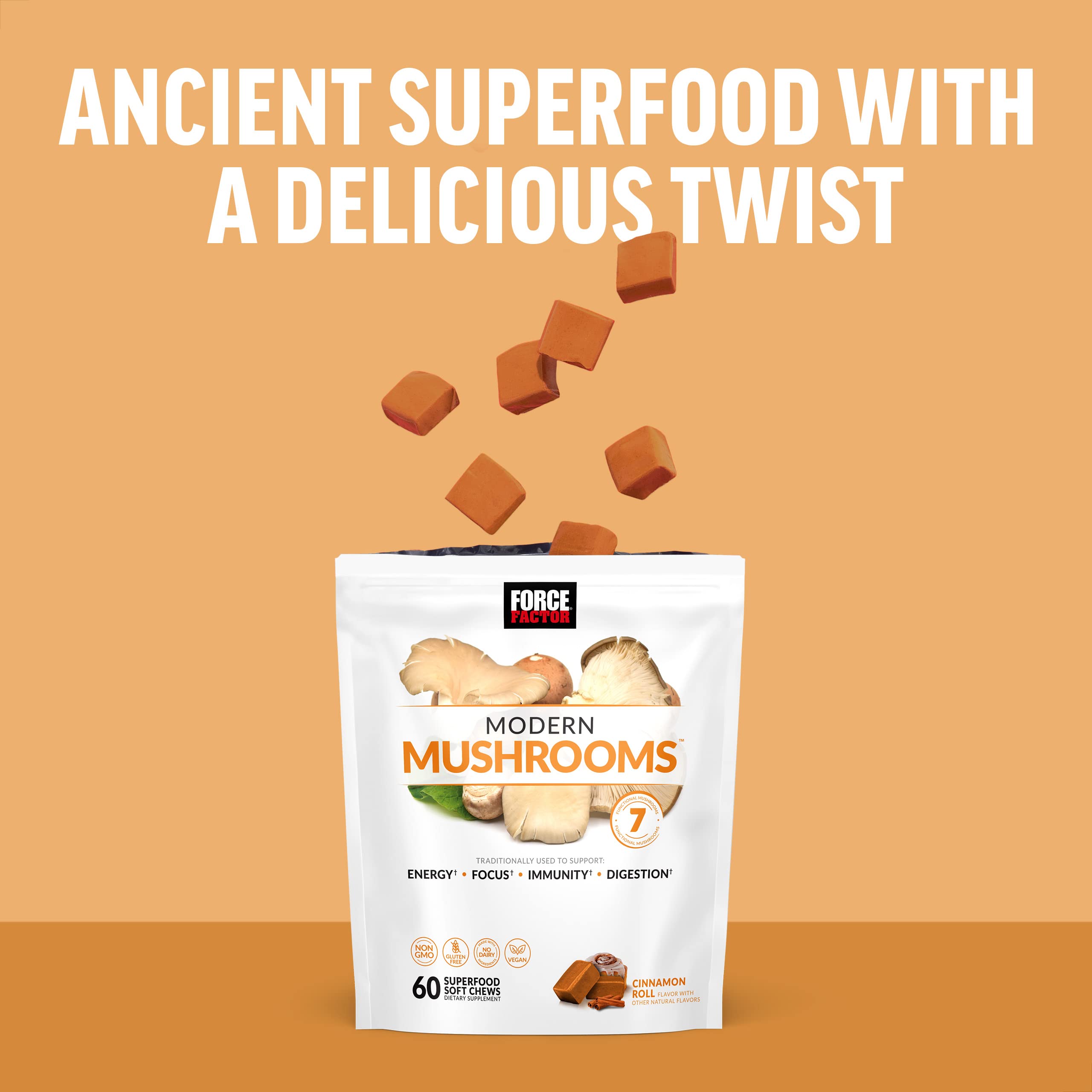 FORCE FACTOR Modern Mushrooms Soft Chews, Mushroom Supplement with Lions Mane Force FactorBuy Supplements Australia
