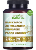 Why Not Natural 4-in-1 Organic Black Maca Root, Ashwagandha, Fenugreek, Panax Ginseng Capsules, Supplement for Men and Women (120 Count (Pack of 1) Why Not NaturalBuy Supplements Australia