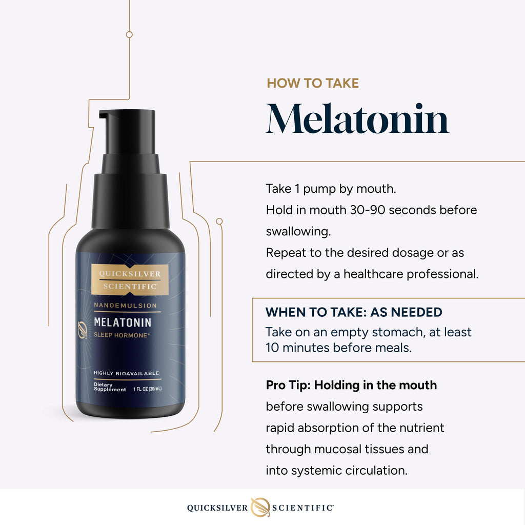 Quicksilver Scientific Liposomal Melatonin - Bedtime, Jet Lag & Immune Support Liquid for Adults - Efficient, Superior Absorption 1mg to Minimize Morning Drowsiness (30 ml) Quicksilver ScientificBuy Supplements Australia