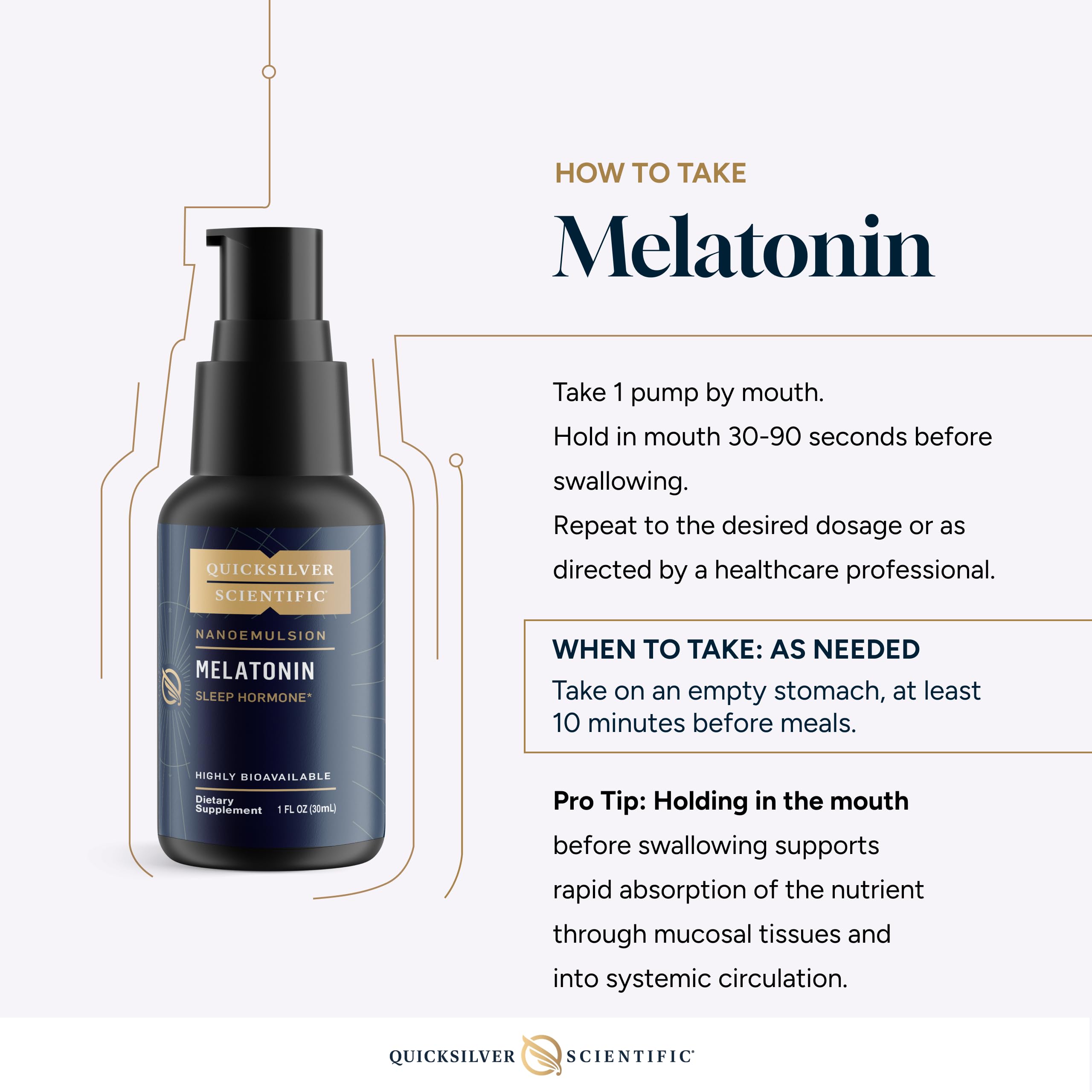 Quicksilver Scientific Liposomal Melatonin - Bedtime, Jet Lag & Immune Support Liquid for Adults - Efficient, Superior Absorption 1mg to Minimize Morning Drowsiness (30 ml) Quicksilver ScientificBuy Supplements Australia