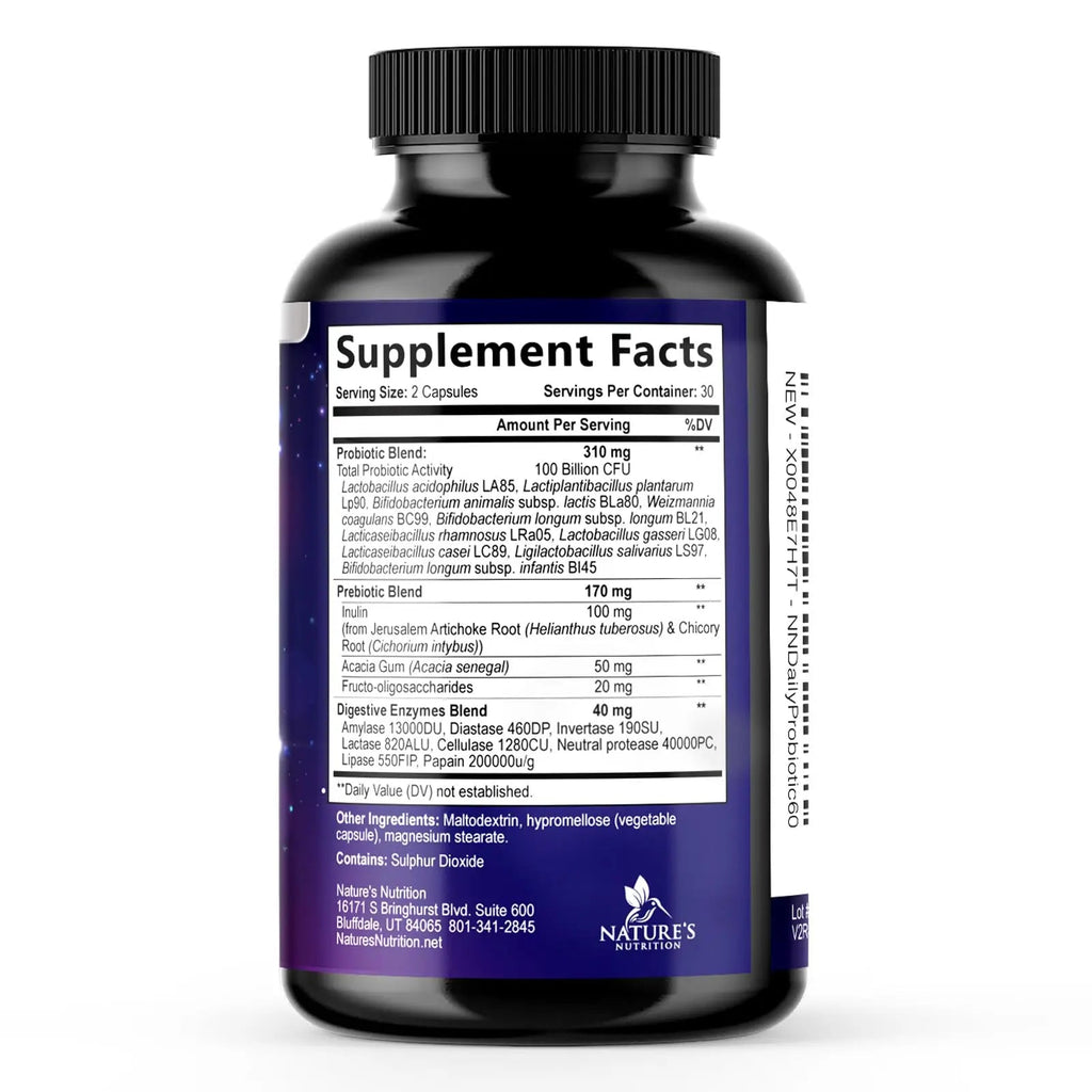 Probiotics 100 Billion CFU Per Serving - 10 Probiotic Strains & Prebiotics - Digestive Gut Health, Immune Support & Occasional Constipation, Gas & Bloating - Daily Supplement For Adults - 60 Capsules Nature's NutritionBuy Supplements Australia