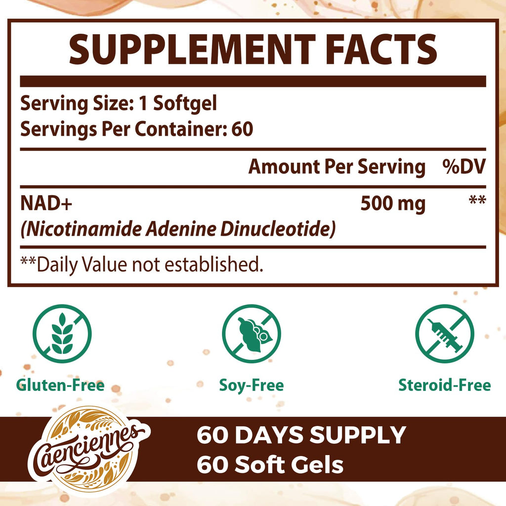 Liposomal NAD+ 500 MG Supplement, True NAD Plus Supplement, Superior Absorption, Boost NAD+ More Efficient Than Nicotinamide Riboside for Cellular Energy, Healthy Aging, 120 Serving CaenciennesBuy Supplements Australia