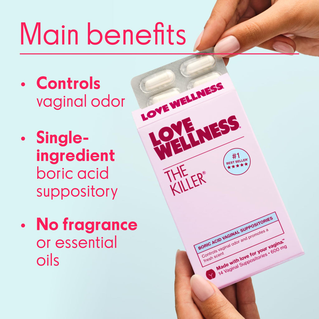 Love Wellness The Killer | Boric Acid Vaginal Suppositories | Balances pH & Supports Odor Control, a Healthy Vaginal Balance and Environment | Fast-Acting & Fragrance-Free | Gentle & Effective | 14 Ct Love WellnessBuy Supplements Australia