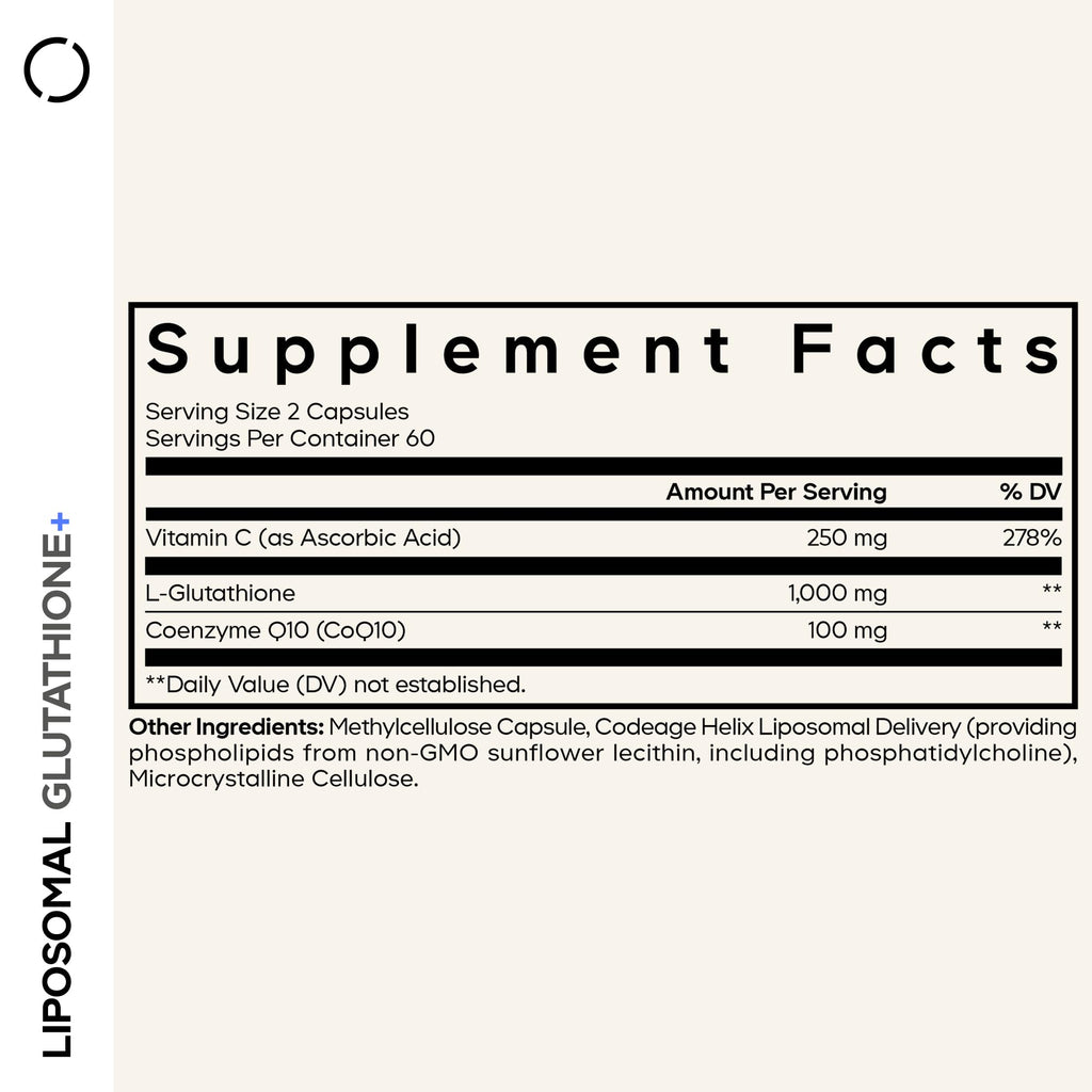 Codeage Liposomal Glutathione+ Supplement - 1000 mg Reduced L-Glutathione Pills, Vitamin C Ascorbic Acid, CoQ10 - Liposomal Delivery - Skin & Antioxidant Support - Non-GMO - 120 Capsules CodeageBuy Supplements Australia