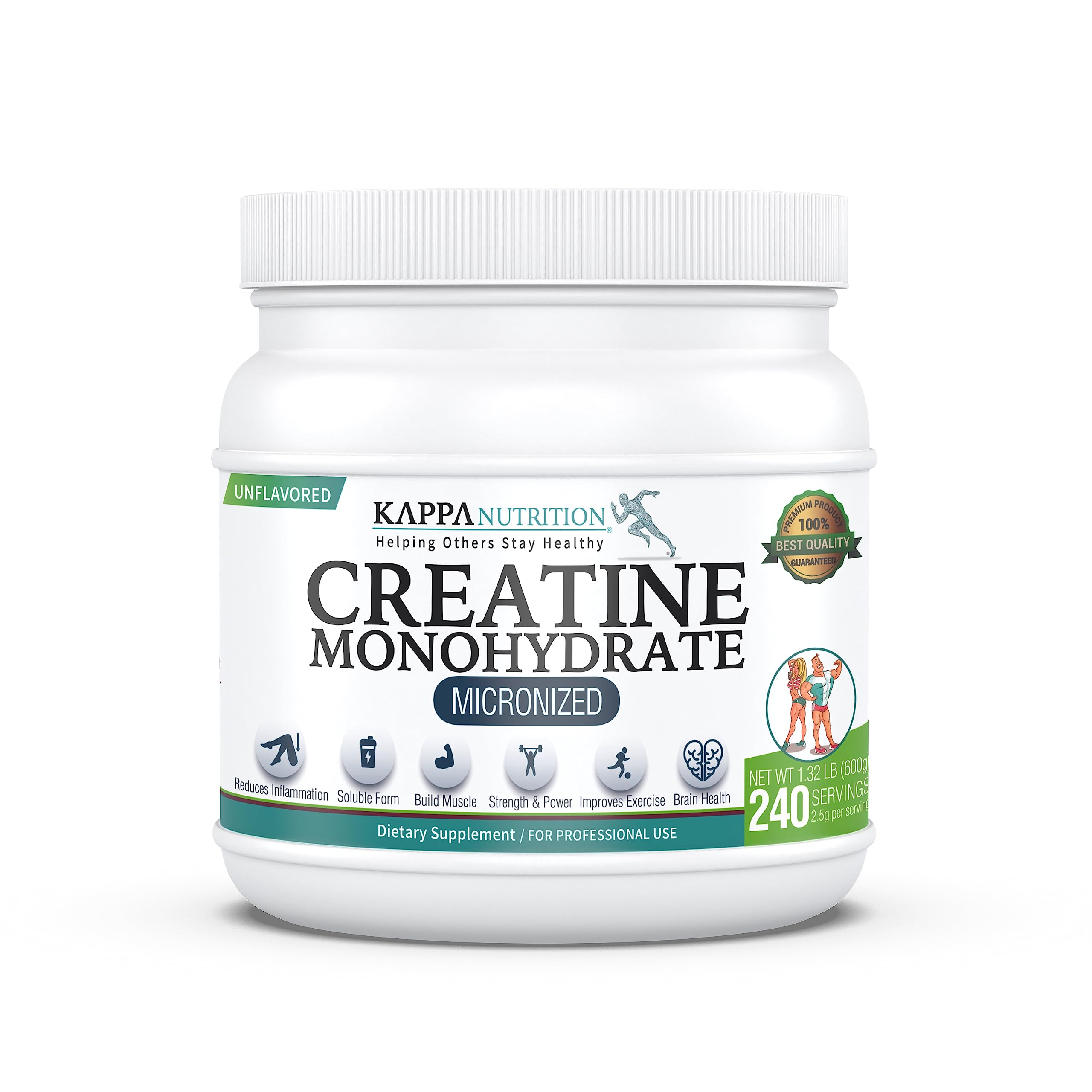 Kappa Nutrition Creatine Monohydrate Powder, Pure Amino Acid Formula, Supports Muscle Strength, Cellular Energy & Mental Focus* Gluten-Free, Keto, 2.25g per Scoop, 240 Servings, Net Wt. 1.32 LB (600g) KAPPA NUTRITIONBuy Supplements Australia