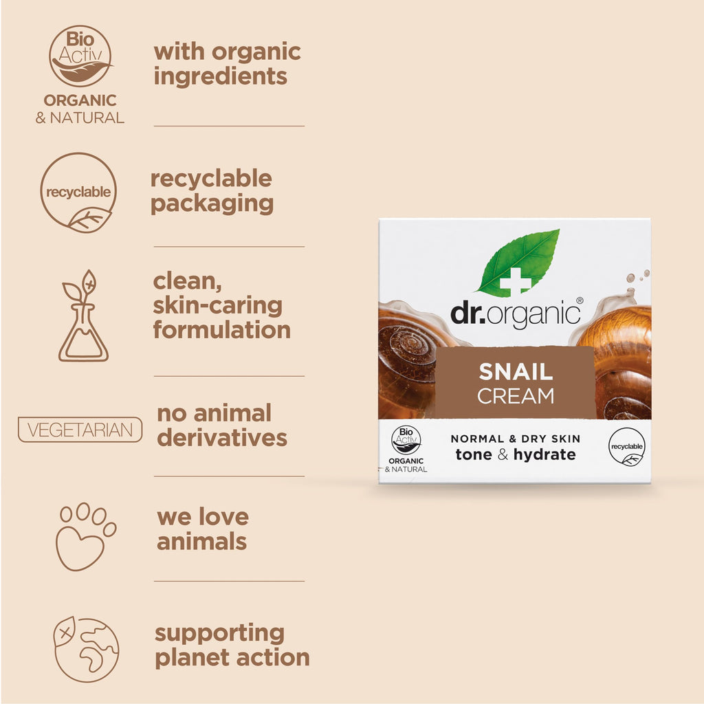 Dr. Organic Snail Gel Face Cream | Rejuvenates and Moisturizes, Improves Skin Tone and Hydration, Natural, Certified Organic, Paraben & SLS-Free, 50 mL / 1.7 fl oz Dr. Organic buy supplements Au