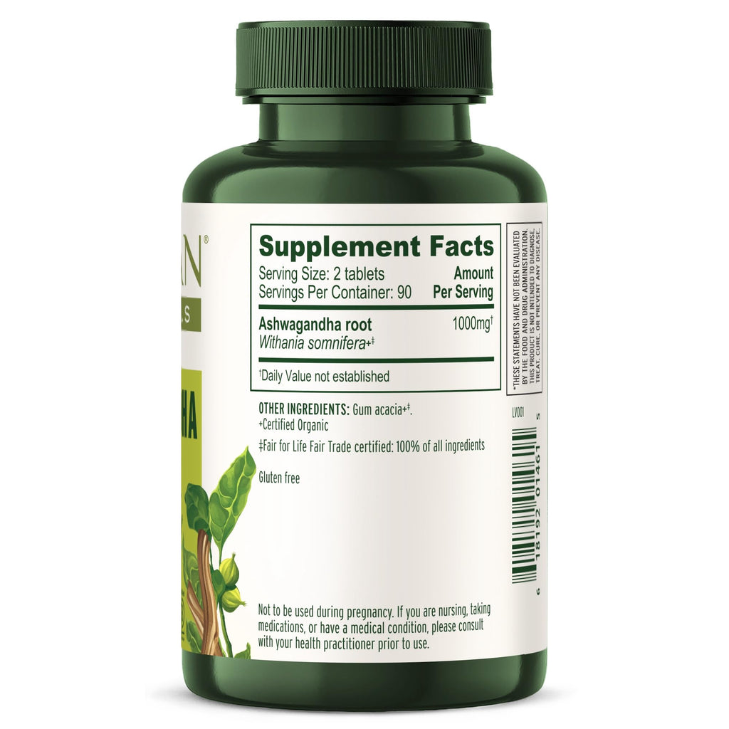 Banyan Botanicals Organic Ashwagandha - 1000mg per Serving - Cortisol Manager & Stress Relief Supplement - Adrenal Support for Mood, Restful Sleep & Muscle Recovery - 180 Tablets - Non-GMO, Vegan* Banyan BotanicalsBuy Supplements Australia
