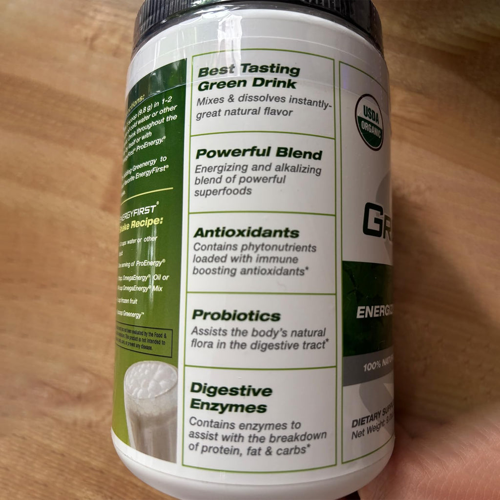 EnergyFirst Energize and Detoxify Greenergy Organic Superfood Powder - Vegan, Gluten-Free, Sugar-Free, Non-GMO - 30 Servings for Daily Energy & Immunity Boost! EnergyFirstBuy Supplements Australia