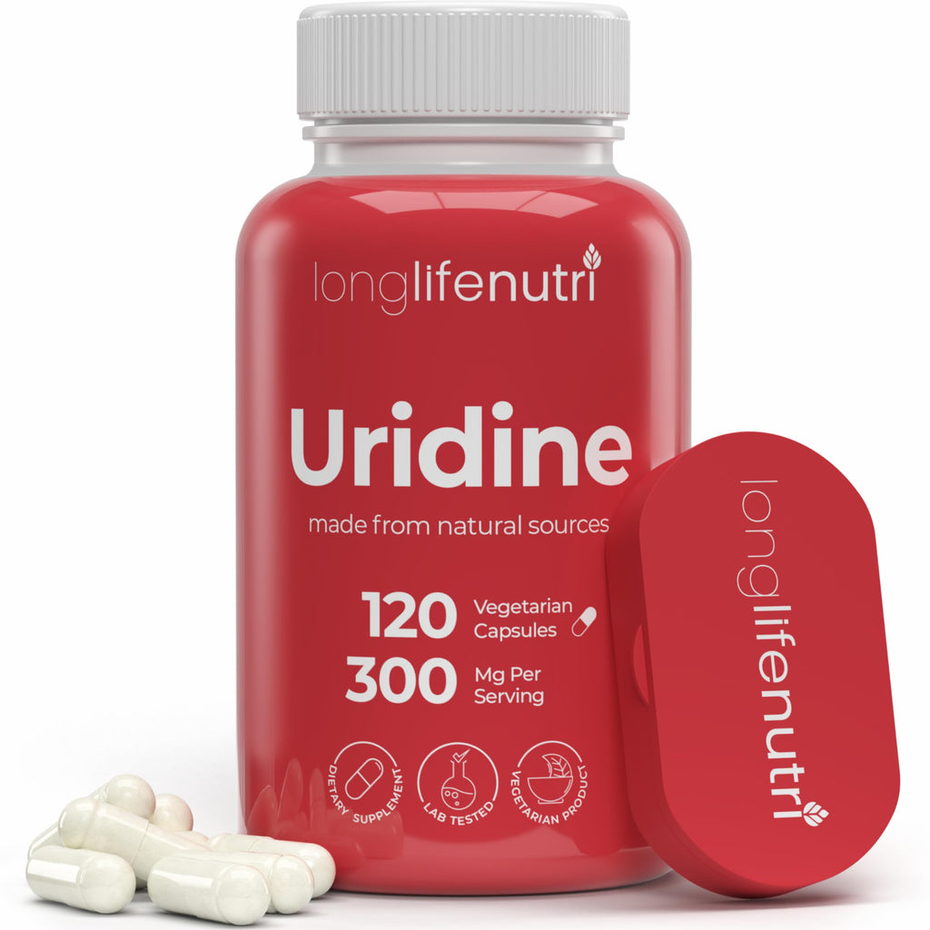 LongLifeNutri Uridine Monophosphate 300mg – Choline Precursor & Synaptic Function, Nootropic for Focus & Mental Performance, 120 Vegetarian Capsules, 4-Month Supply, GMP Certified, Made in USA LongLifeNutriBuy Supplements Australia