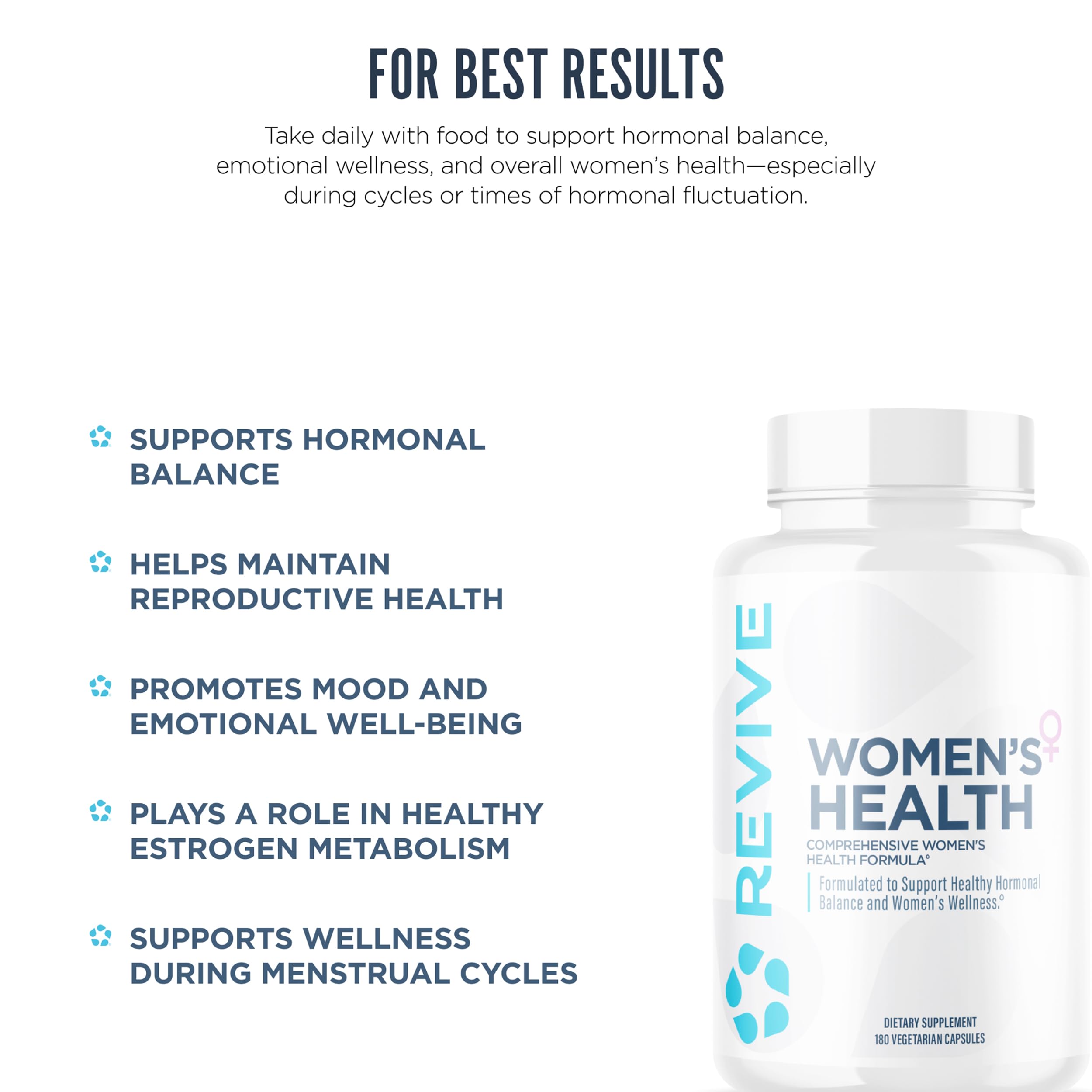 Revive MD Hormone Balance for Women – Hormone Support Supplement w/Myo-Inositol, Chaste Berry, DIM, Vitamins C & E, Evening Primrose Oil – Health & Hormonal Balance (180 Capsules, 30 Servings) ReviveBuy Supplements Australia