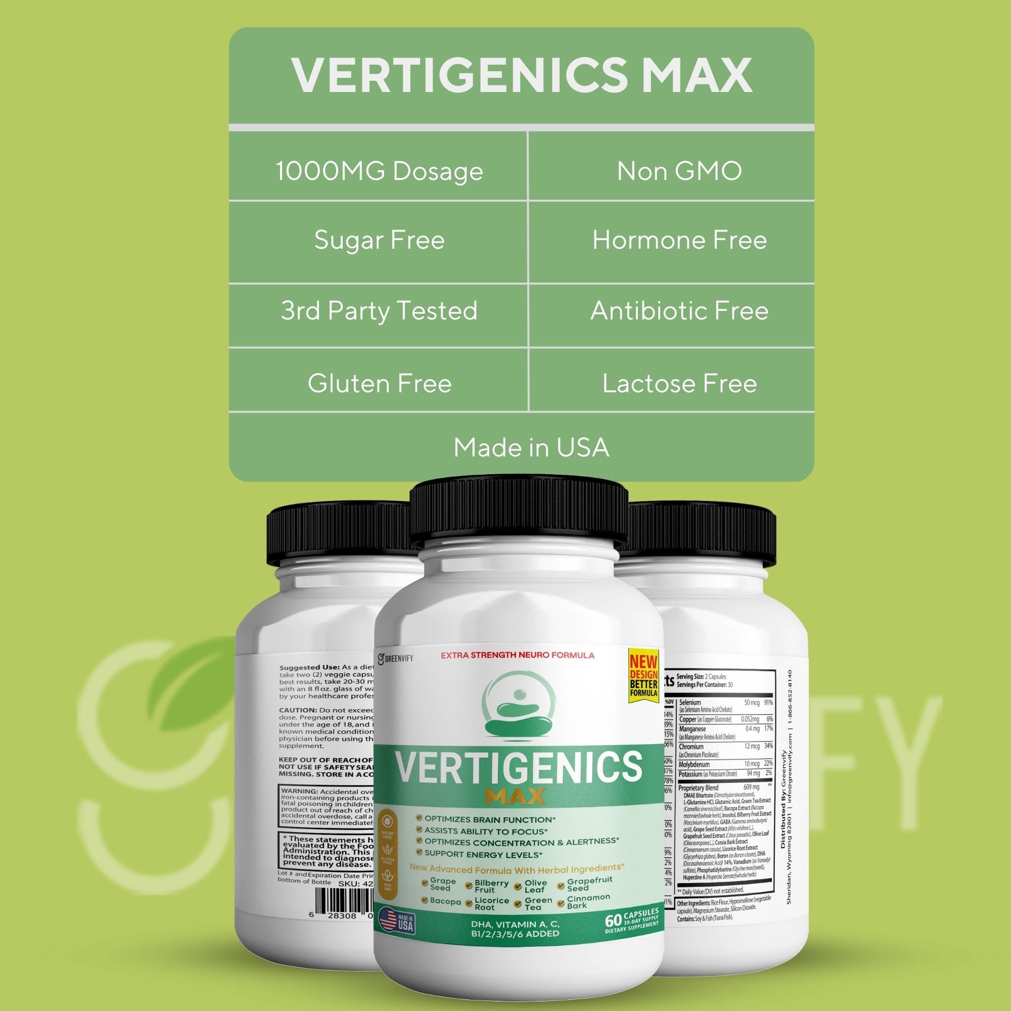 Vertigenics Max – Brain & Focus Support Supplement – Extra Strength Neuro Formula with Vitamins, Minerals & Herbal Blend – Supports Clarity, Alertness & Energy – 60 Capsules (1) VertigenicsBuy Supplements Australia