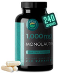 Monolaurin 1000mg Capsules — Made with Pure Glycerol and Lauric Acid from Raw Coconut — Natural Vegans- Non-GMO and Soy Free — 240 Capsules Eleva Nutrition buy supplements Au