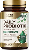 Probiotics 50 Billion CFU per Serving - 10 Strains + Prebiotics - Digestive Health, Gut & Immune Support - Occasional Constipation, Gas & Bloating Support for Women & Men, Bottled USA - 60 Capsules Health Nutrition NaturalsBuy Supplements Australia