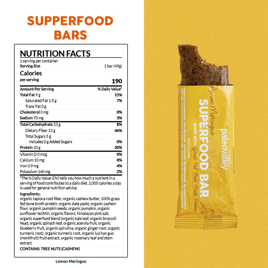 Paleovalley Superfood Bars – Lemon Meringue– 10 Pack – 9g Protein per Bar – Gluten-Free, Grain-Free, Paleo, Non-GMO – On-the-Go Snack PaleovalleyBuy Supplements Australia