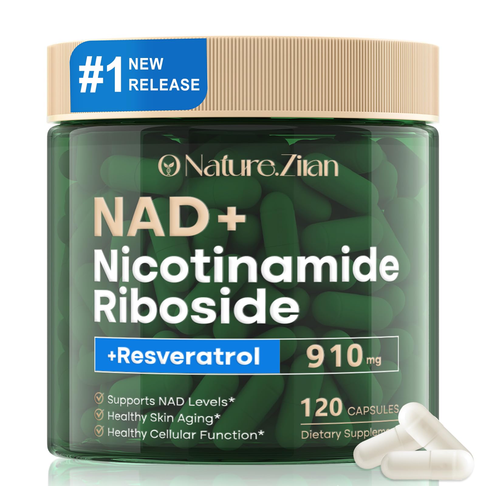 O NATURE . ZIRAN NAD Supplement - NAD+ Nicotinamide Riboside 910 Mg Supplement for Women & Men, Liposomal Nicotinamide Riboside with Resveratrol, for Focus, Boost - 120 Capsules O NATURE . ZIRANBuy Supplements Australia