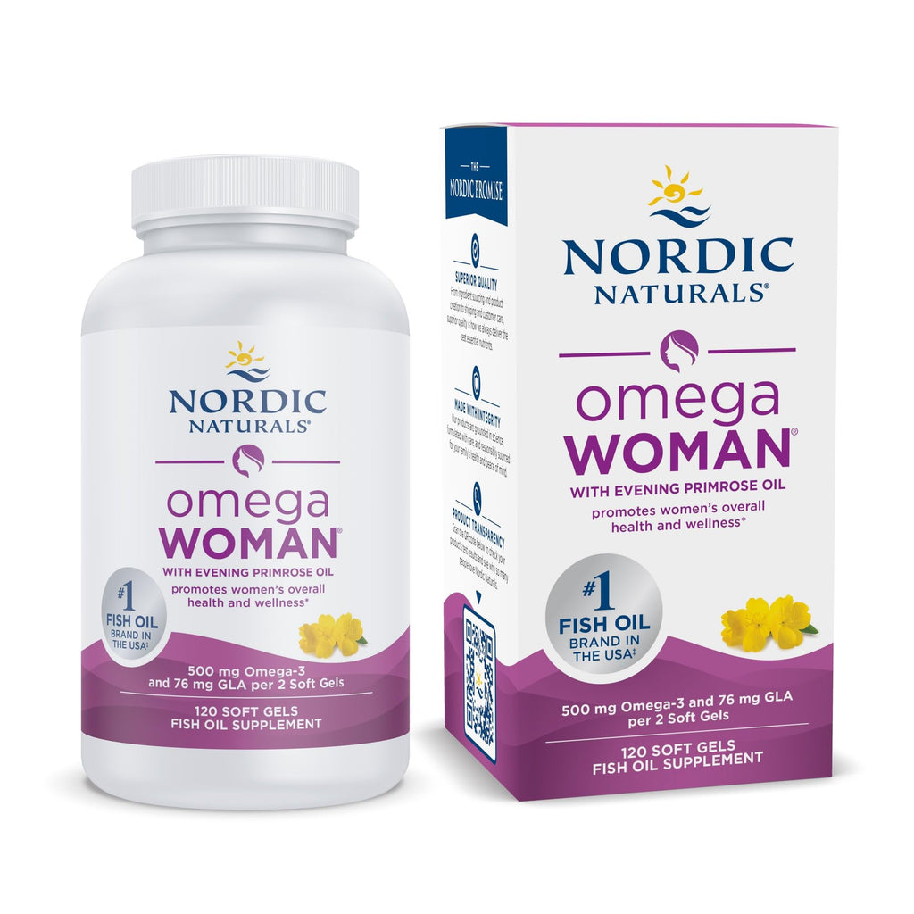 Nordic Naturals Omega Woman, Lemon - 120 Soft Gels - 500 mg Omega-3 + 800 mg Evening Primrose Oil