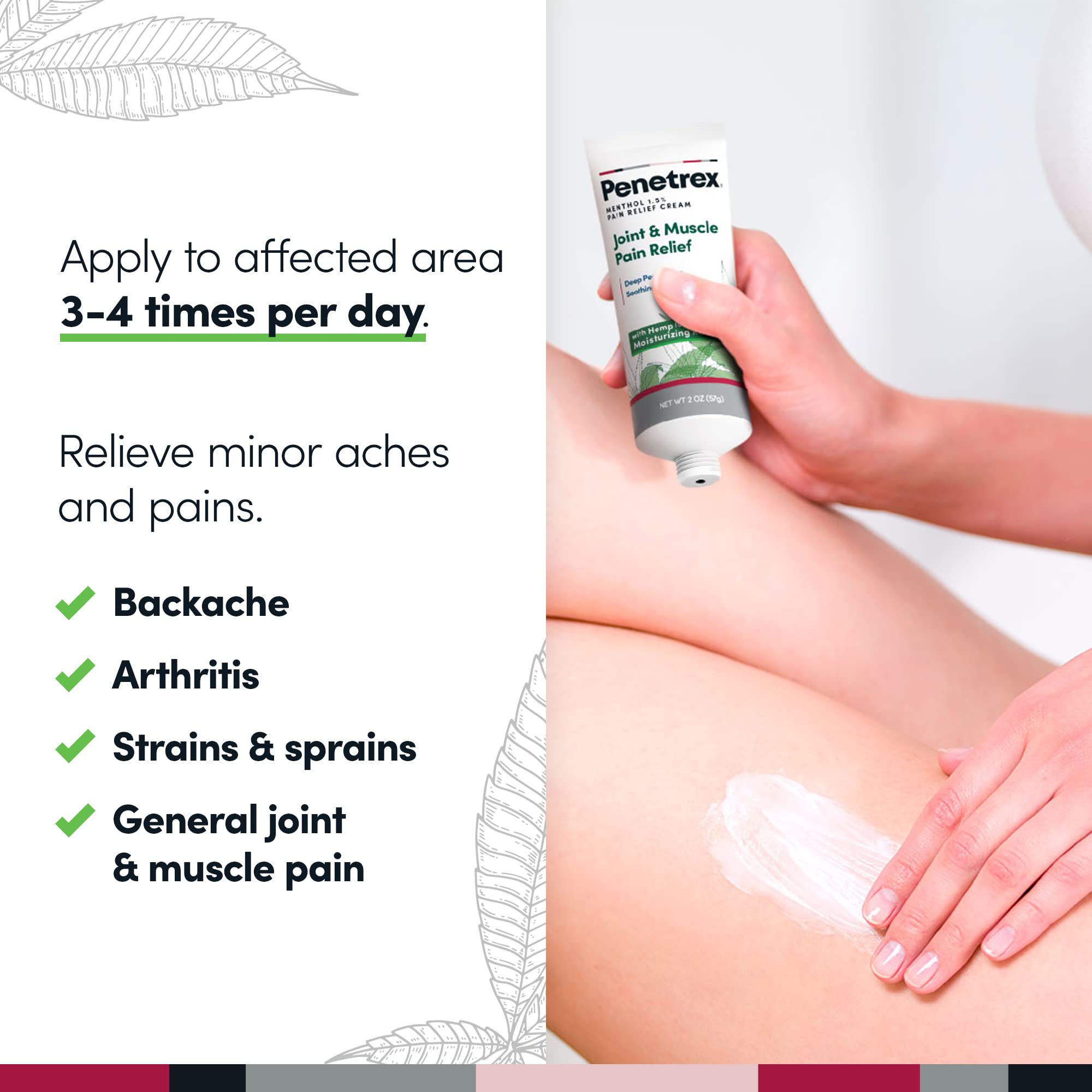 Penetrex Soothing Joint & Muscle Pain Relief Cream with Hemp - Deep Penetrating Menthol, Arnica and Hemp for Soothing, Hydrating Relief - Non-Greasy, Easy to Apply, Pleasant Scent- 2oz Squeezable Tube PenetrexBuy Supplements Australia