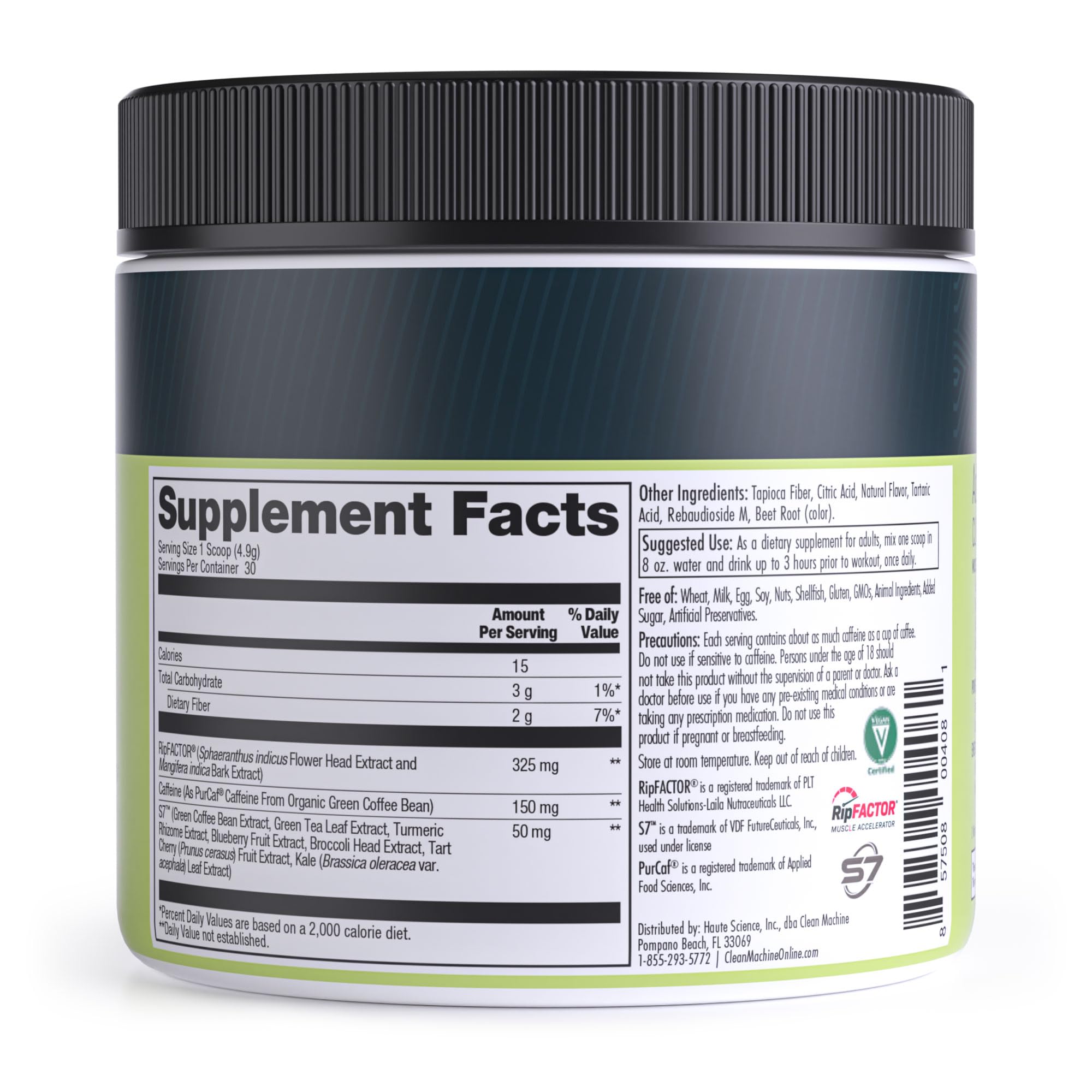 CLEAN MACHINE N10s - Plant Based Vegan Preworkout Powder - 3 Clinically Tested and Patented Ingredients to Increase Muscle Size, Strength, Energy and Mental Focus - 30 Servings - Cherry Bomb