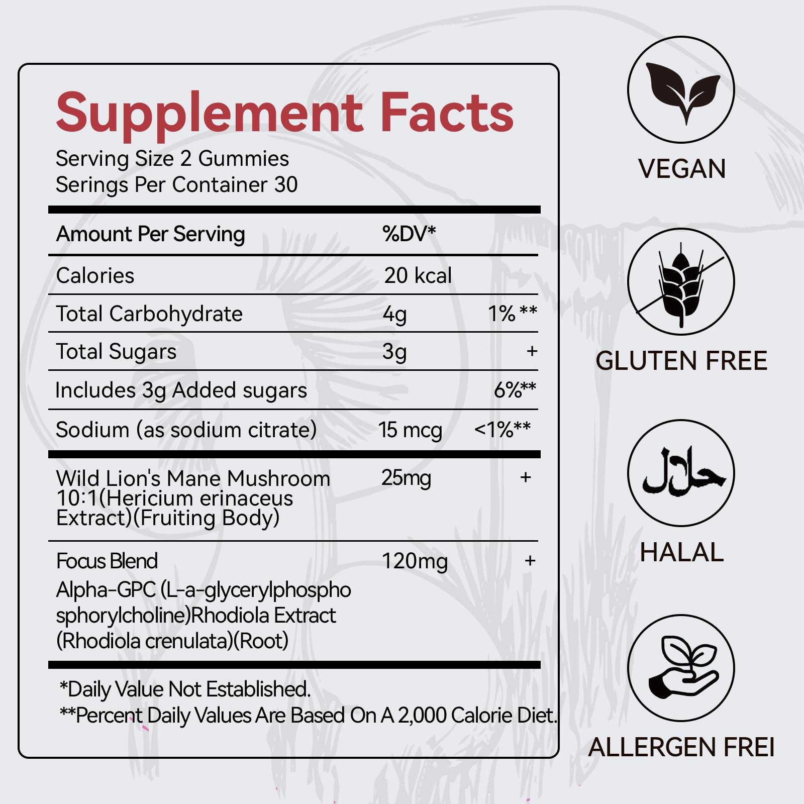 Mushroom Gummies with Lion’s Mane - Alpha Brain Gummy for Focus & Memory - Nootropic Focus Gummies with Rhodiola & Alpha-GPC – Vegan Brain Supplement, Raspberry Pomegranate Flavor, 60 Count (1) QualiLifeBuy Supplements Australia