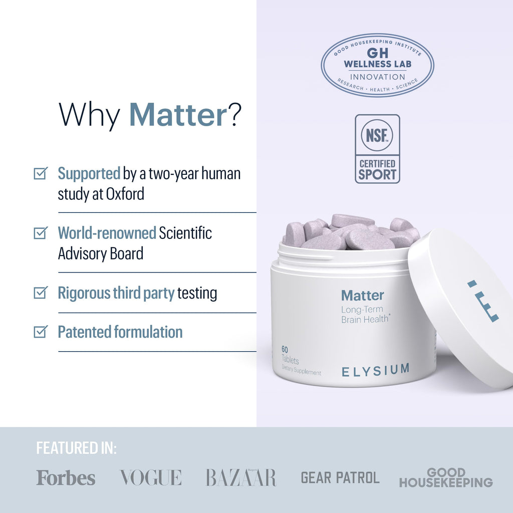 ELYSIUM Matter - 30 Servings - Brain Supplement for Memory and Focus Omega 3 Supplement + DHA - Vitamins to Support Brain Health and Memory ELYSIUMBuy Supplements Australia
