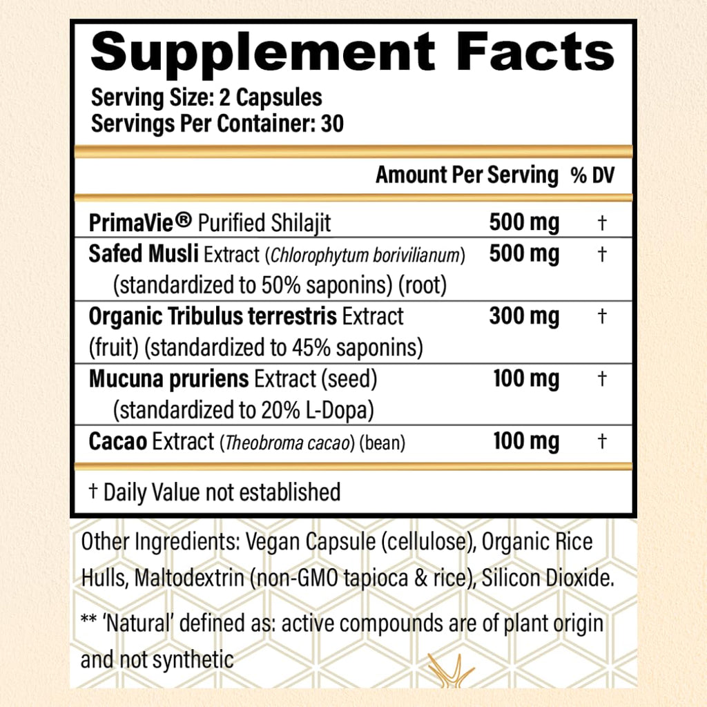 CHOQ Daily with 500mg PrimaVie Shilajit, Safed Musli, Tribulus - Natural Energy, Libido & Muscle Support - Daily Supplement for Men, 60 Vegan Capsules CHOQBuy Supplements Australia
