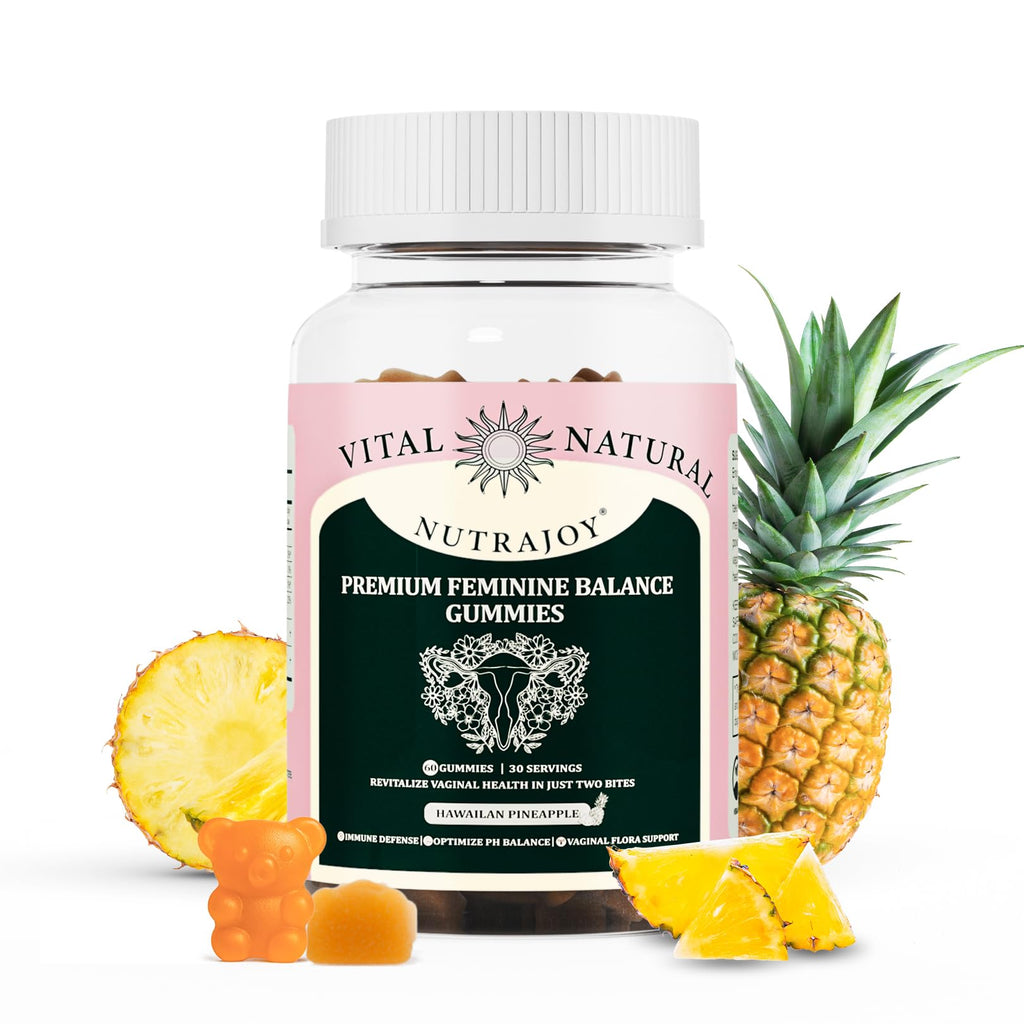 NUTRAJOY Premium Feminine Balance Gummies, for Women's Ph Health, Vaginal Wellness Support, Immune Support, Energy Support, Hawaiian Pineapple, Vegan Gluten-Free, 60 Gummies NUTRAJOYBuy Supplements Australia