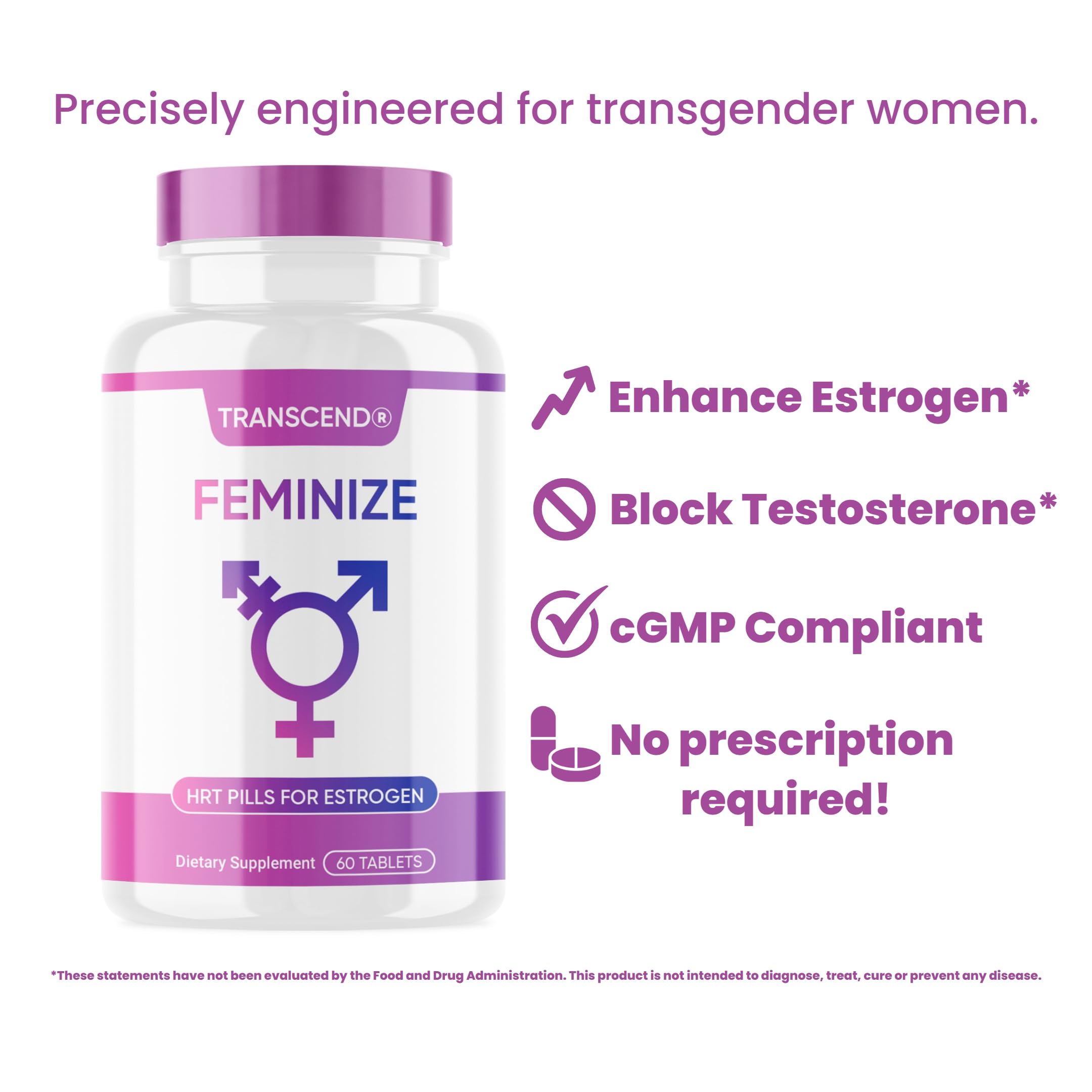 FEMINIZE Transcend HRT Pills for Estrogen - Potent HRT Estrogen Complex - Big Breats Soft Skin Feminizer FEMINIZEBuy Supplements Australia