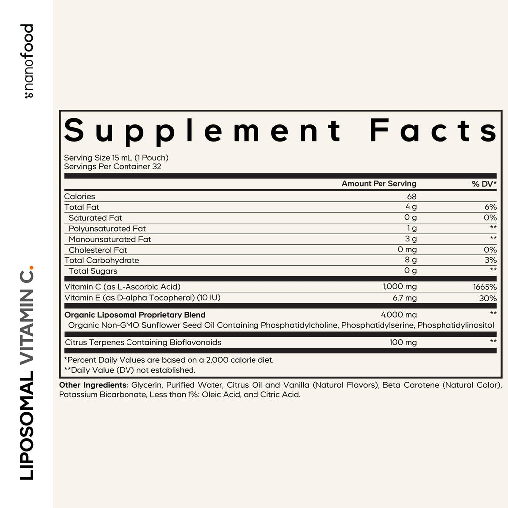 Codeage Liposomal Vitamin C Liquid 1000mg Vitamin C, 4000mg Essential Phospholipids, Supplement For Daily Immune Support, Liposomes For Absorption, Citrus Bioflavonoids, Vitamin E, Non-GMO, 32 Pouches CodeageBuy Supplements Australia