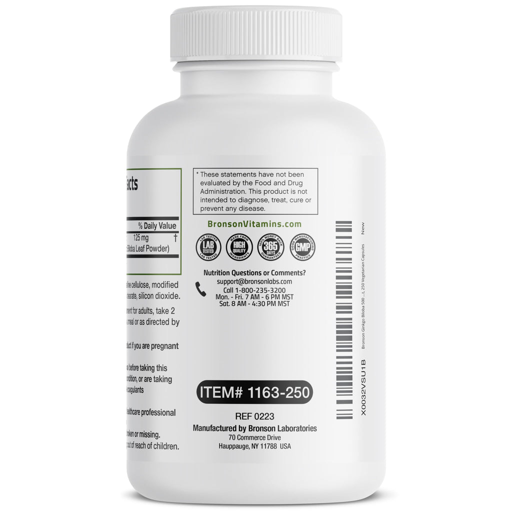 Bronson Ginkgo Biloba Extra Strength 125mg (4:1 Extract) Equivalent to 500mg BronsonBuy Supplements Australia