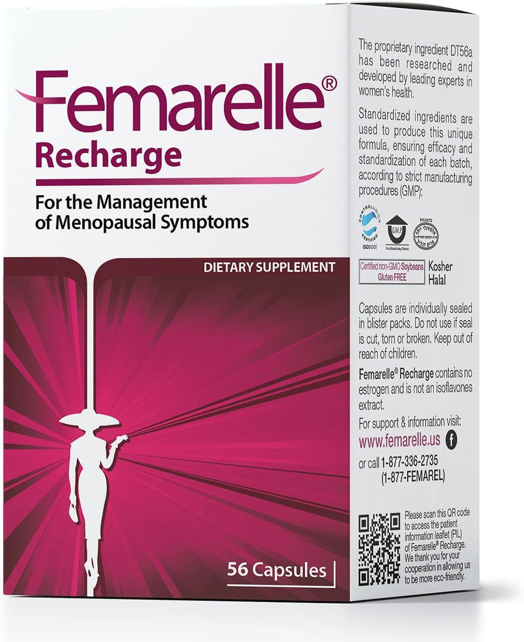 Femarelle® Recharge – Menopause Supplement for Women - Clinically Proven Menopause Relief - Hot Flashes, Night Sweats, Sleep & Libido Support Within 1st Month, Gluten-Free, GMO-Free & Hormone Free FemarelleBuy Supplements Australia