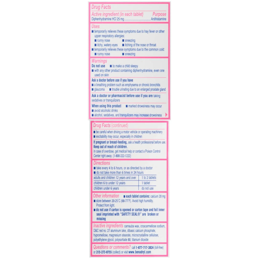 Benadryl Ultratabs Antihistamine Allergy Relief Tablets with 25 mg Diphenhydramine HCl, 100 ct and Tylenol Extra Strength Pain Reliever Rapid Release Gels with 500 mg Acetaminophen, 100 ct TylenolBuy Supplements Australia