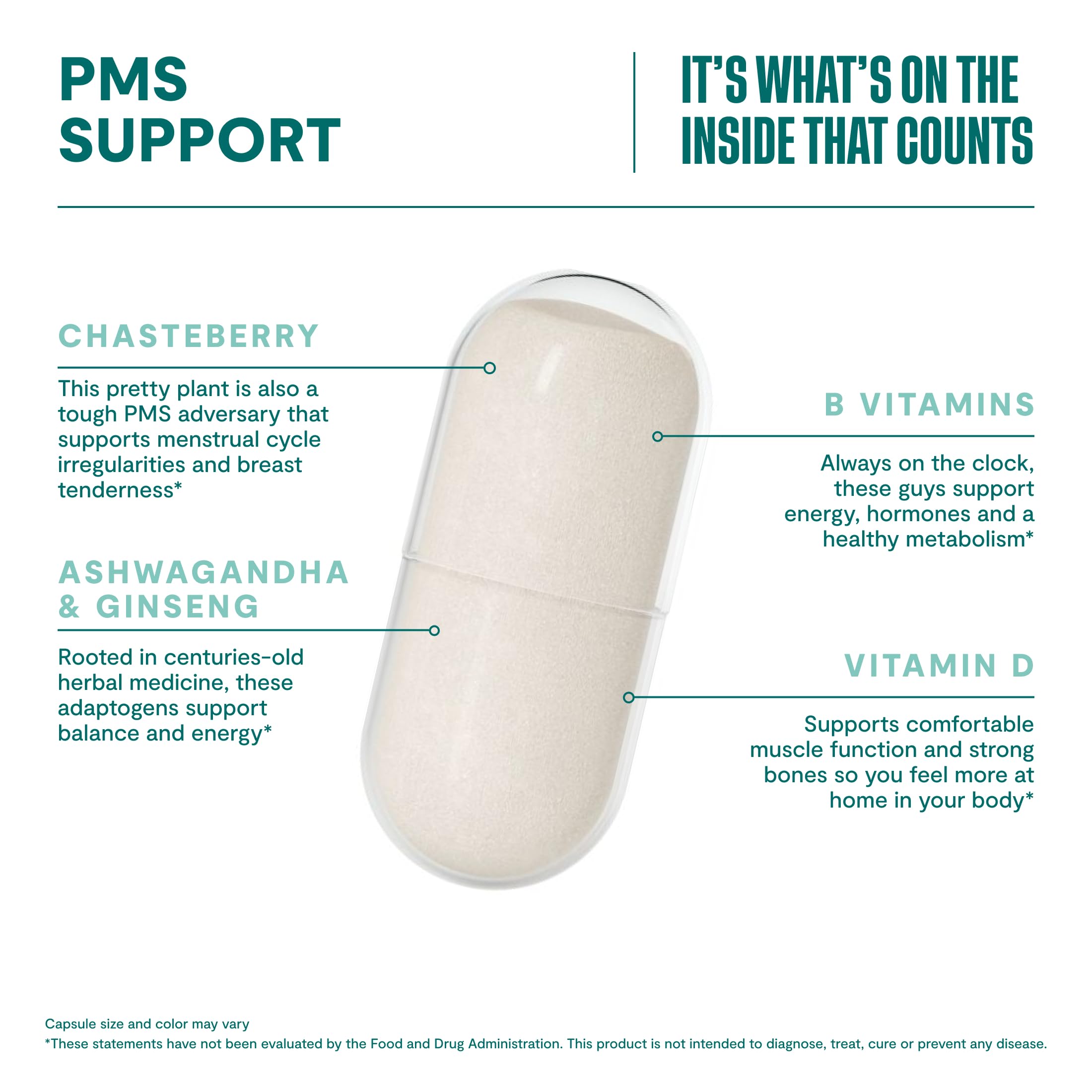 Habit PMS Support Supplement for Women (60 Capsules) - Supports Premenstrual Symptoms & Stress, Hormone Balance, Mood, B Vitamins, Vitamin D, Chasteberry, Ashwagandha, Gluten-Free, Non-GMO (1 Pack) H' HabitBuy Supplements Australia
