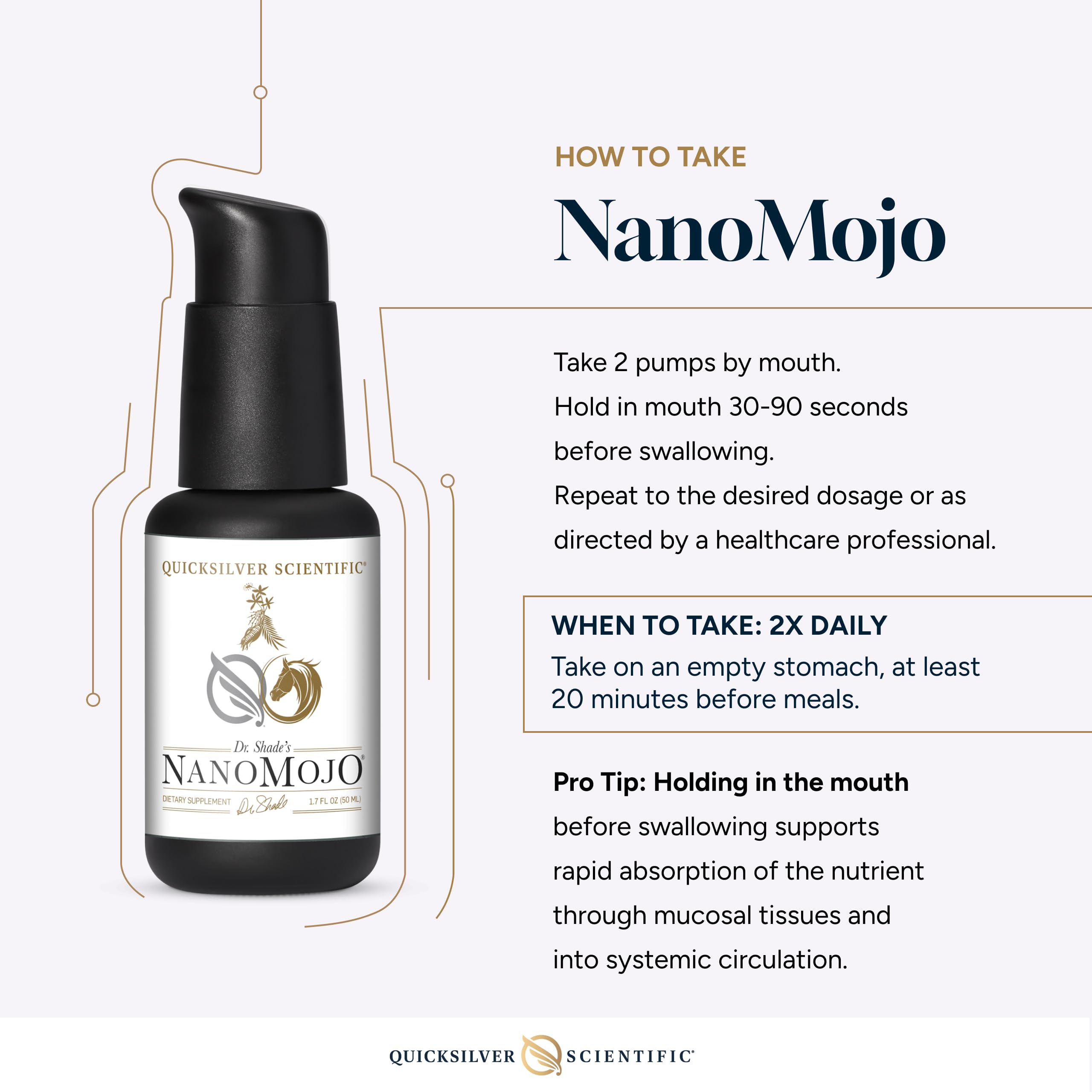 Quicksilver Scientific NanoMojo - Male-Specific Endurance Elixir & Energy Boost Support - 19 Herbs Including Epimedium for Men, Rhodiola Extract, Herbal Ginseng, and Adaptogenic Herbs (1.7oz / 50ml) Quicksilver ScientificBuy Supplements Australia