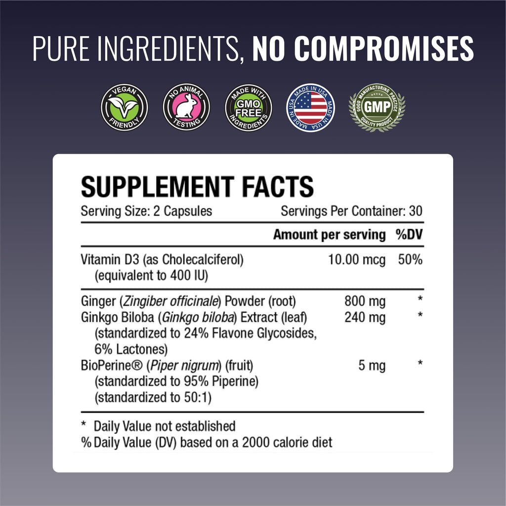Approved Science VertiSyl - Ginkgo Biloba, Ginger, Vitamin D3, BioPerine - 60 Capsules - 1 Month Supply Approved ScienceBuy Supplements Australia