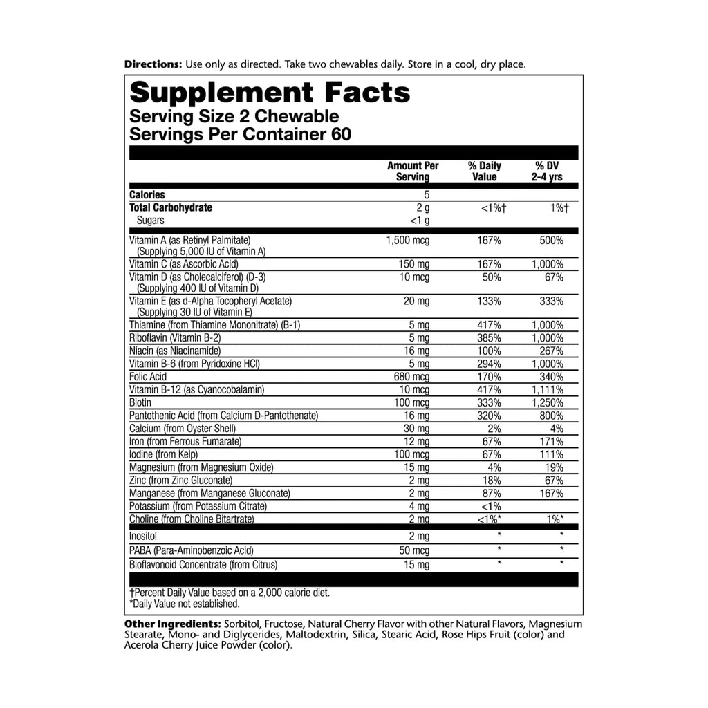SOLARAY Childrens Vitamins & Minerals Complete Multivitamin for Kids Great Black Cherry Flavor SOLARAY