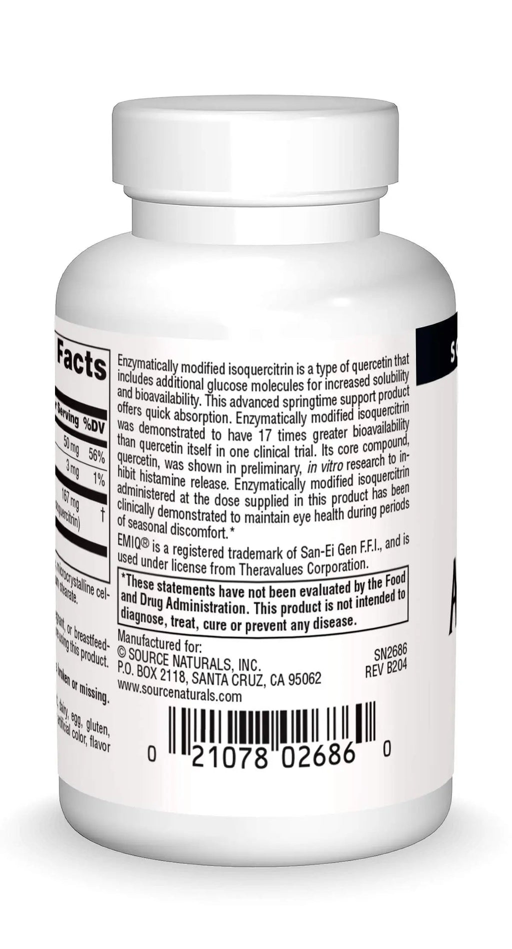 Source Naturals AllerStrength Fast-Acting Seasonal Immune Support - Highly Bioavailable Quercetin* - 60 Tablets Source NaturalsBuy Supplements Australia