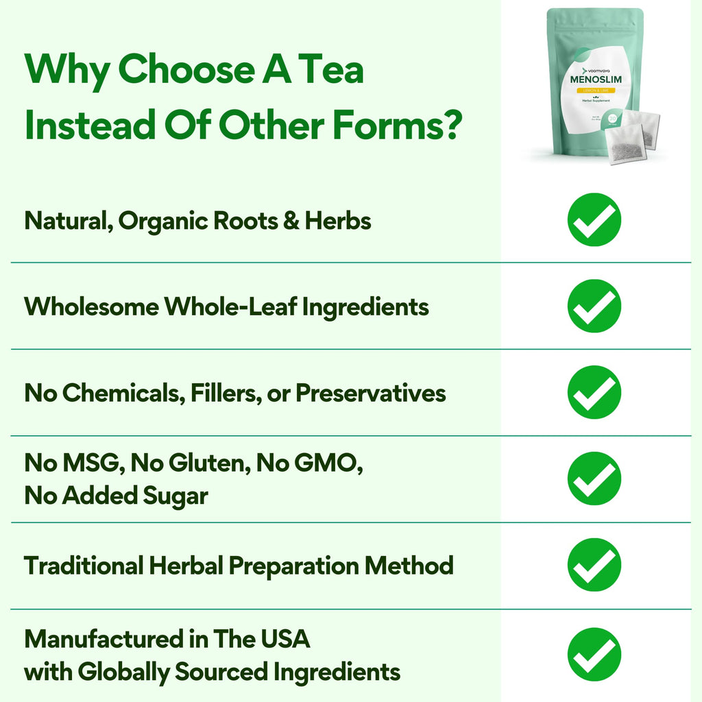 VoomVaya MenoSlim Tea – Menopause & Perimenopause Supplement for Women – Supports Healthy Metabolism & Overall Wellness – Acai Berry Flavor – 30 Tea Bags VoomVayaBuy Supplements Australia