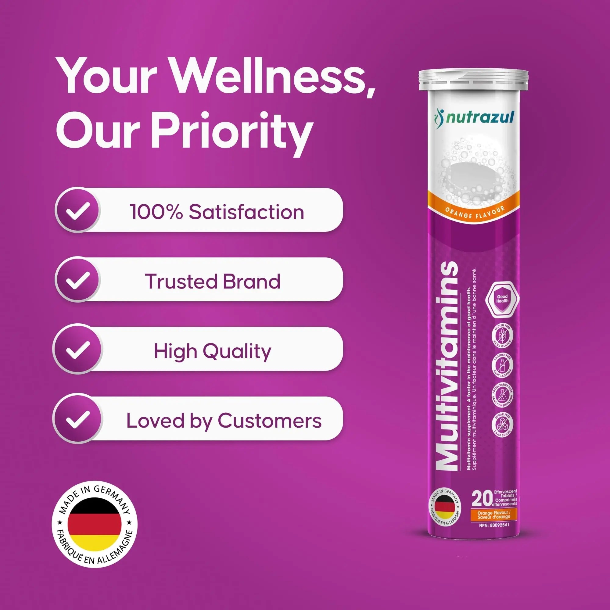 nutrazul Multivitamin Effervescent Tablets, Supplement for Daily Wellness & 9 Essential Vitamins, Contains Vitamin with Vitamin C & B Complex nutrazulBuy Supplements Australia