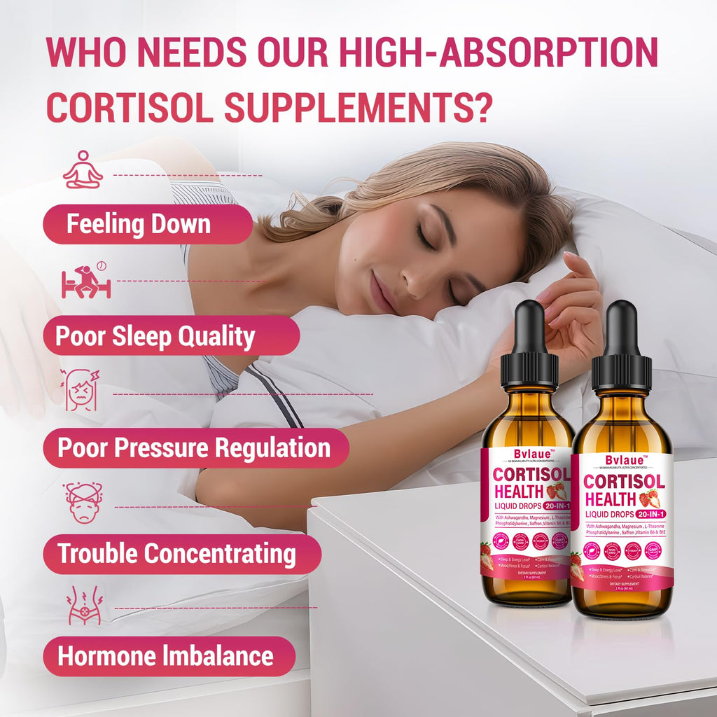 Bvlaue Cortisol Supplements Detox for Women - 20-in-1 Cortisol Reducer,Manager,Lower w/Ashwagandha,Magnesium,L-Theanine,Saffron,Rhodiola for Hormone Balance/Sleep/Stress Relief,Strawberry Flavor BvlaueBuy Supplements Australia
