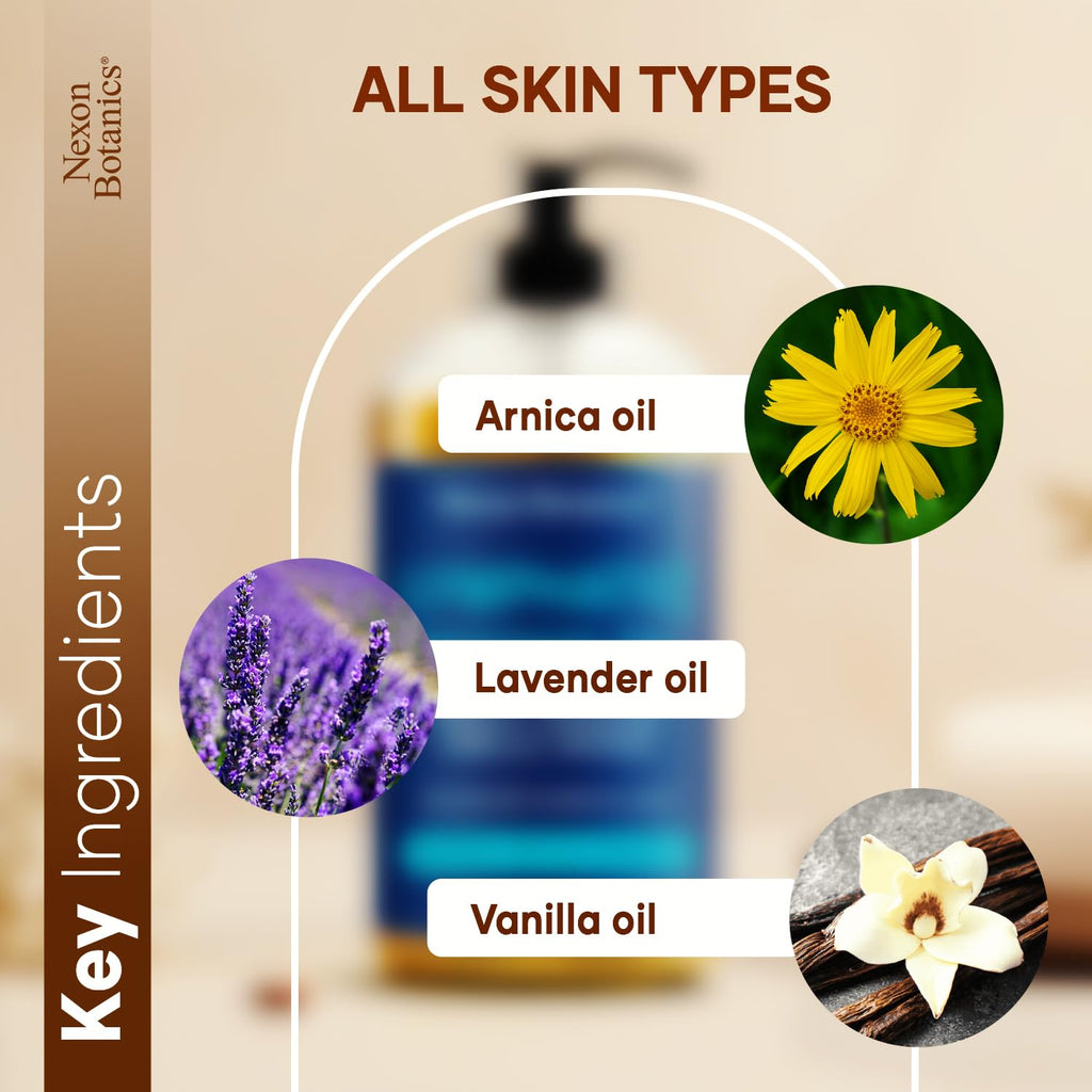 Lymphatic Drainage Massage Oil for Massage Therapy 8 fl oz - Refreshing and Relaxing - Natural Oils with Arnica, Vanilla and Lavender Oil - for Men and Women - Nexon Botanics Nexon Botanics buy supplements Au