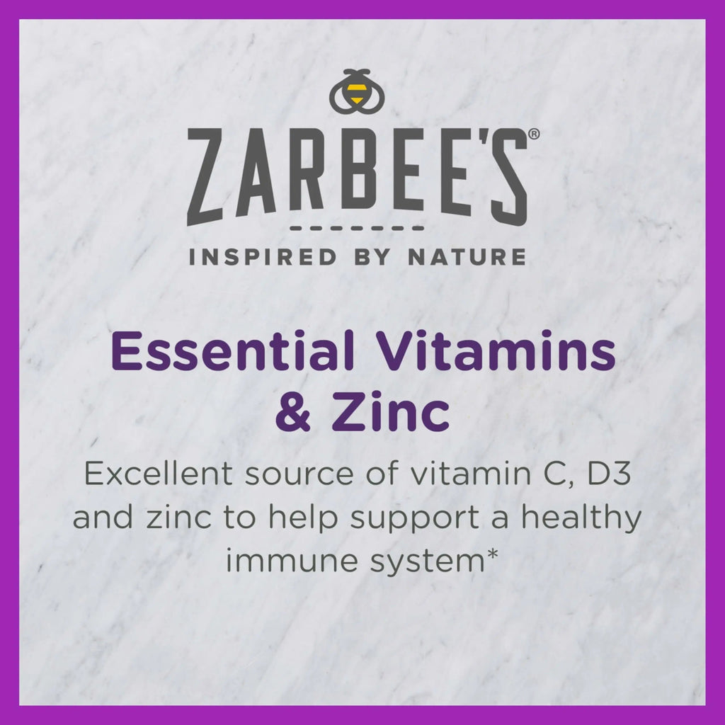 Zarbee's Kids Immune Support, Vitamin C, D & Zinc Daily Immunity Vitamins for Children 4+ Years, Natural Tropical Fruit Flavor, 28 Chewable Tablets Zarbee's