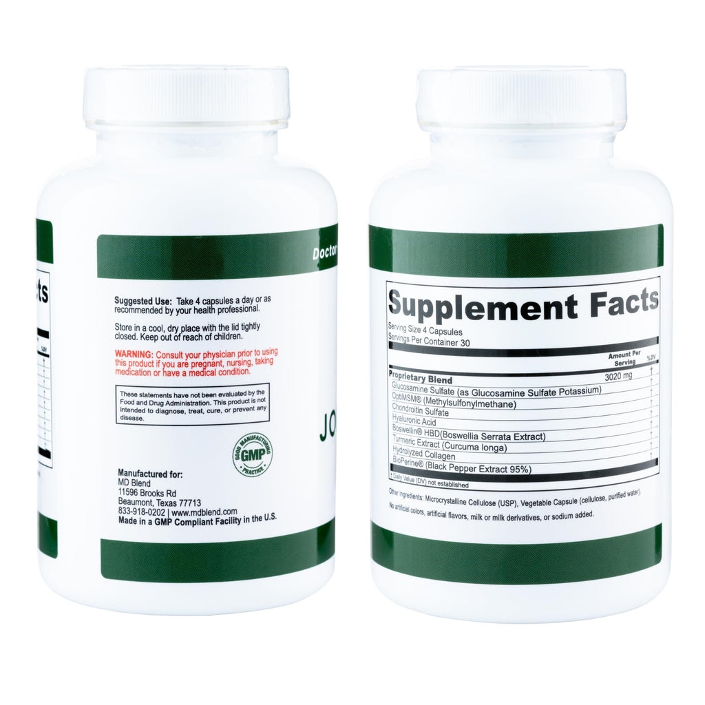 M.D. Blend Wellness Bundle with joint health supplement (120 capsules) & lightweight face hydrating hyaluronic acid serum (30 ml) featuring an airless pump, daily wellness skincare + joint support duo M.D. BlendBuy Supplements Australia