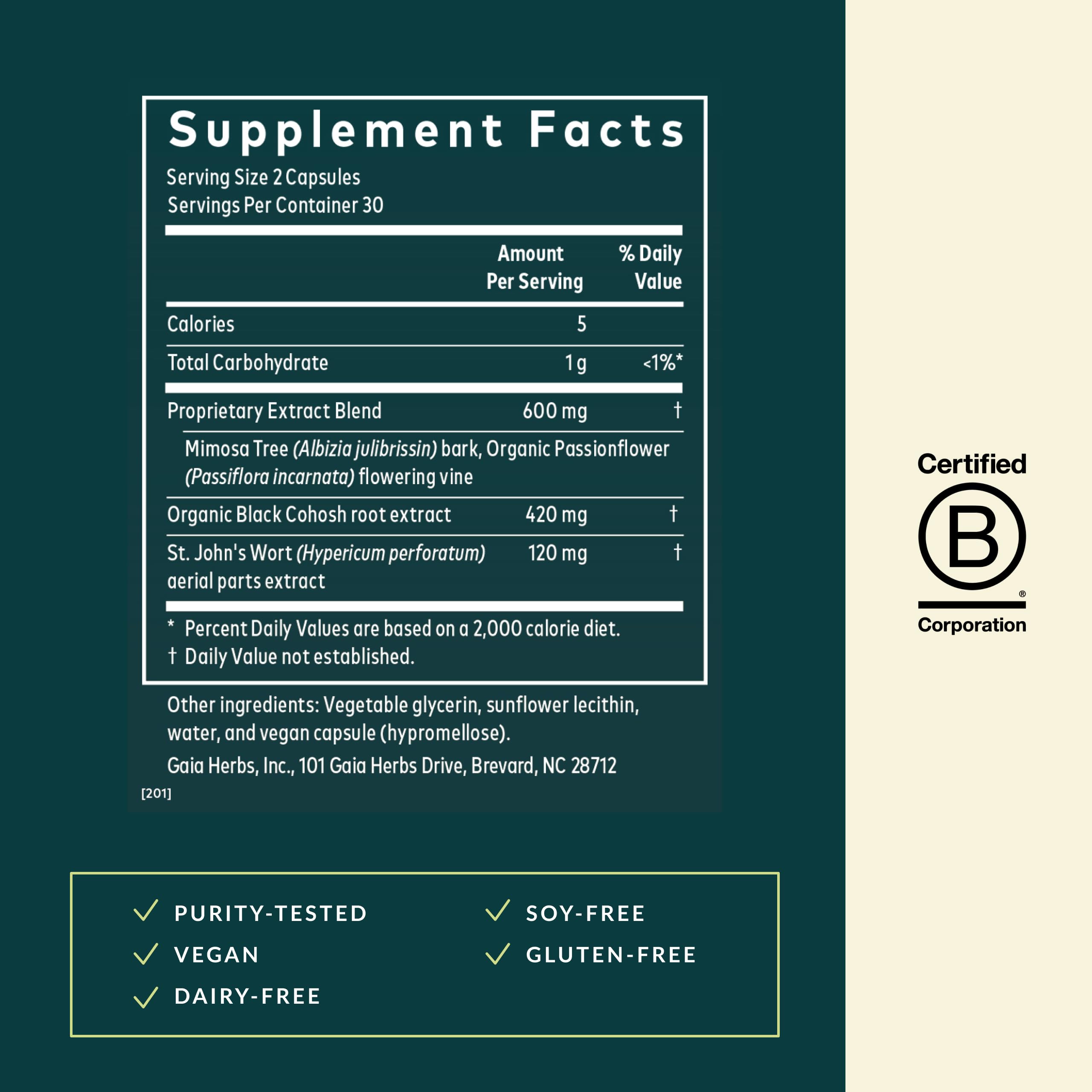 Gaia Herbs Menopause Support Nighttime - Menopause Supplement for Women* - with Black Cohosh, Mimosa, Passionflower & St. John's Wort - 60 Vegan Liquid Phyto-Caps (30 Servings) Gaia HerbsBuy Supplements Australia